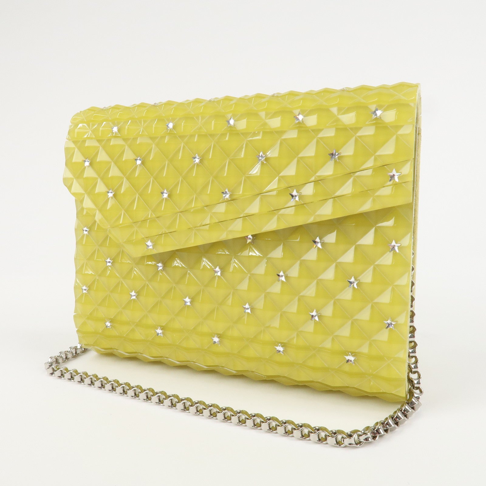 JIMMY CHOO Plastic Candy Clutch Bag Shoulder Bag Star Yellow Used