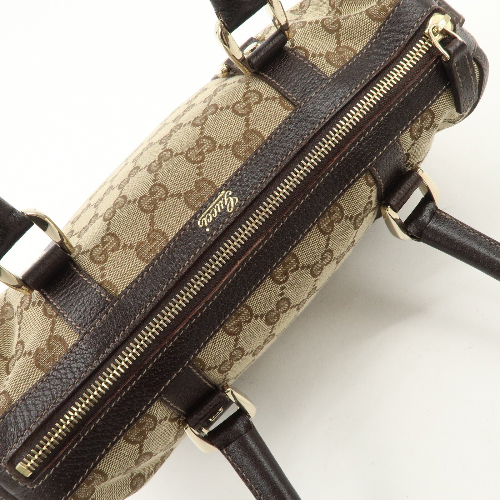 GUCCI Abbey GG Canvas Leather Mini Boston Bag Beige Brown 130942 Used