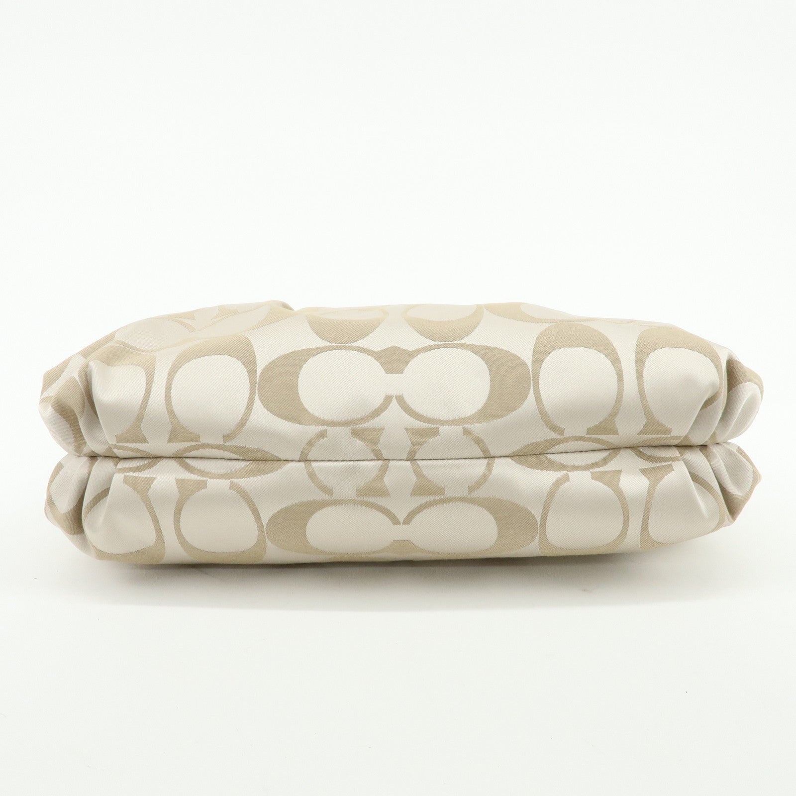 COACH Set of 2 Signature Satin Canvas Shoulder Bag Hand Bag Beige