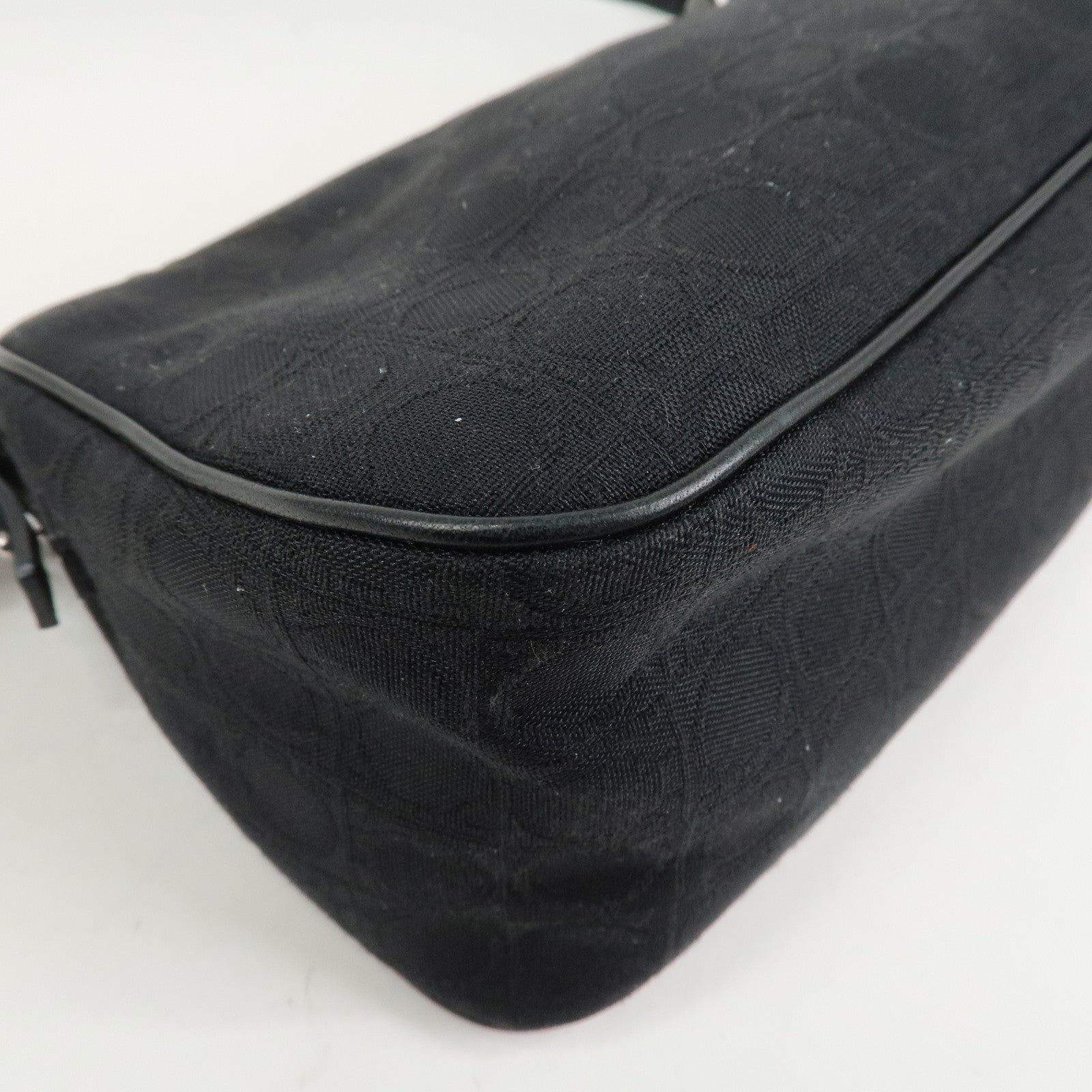 Ferragamo Gancini Canvas Leather Shoulder Bag Hand Bag Black