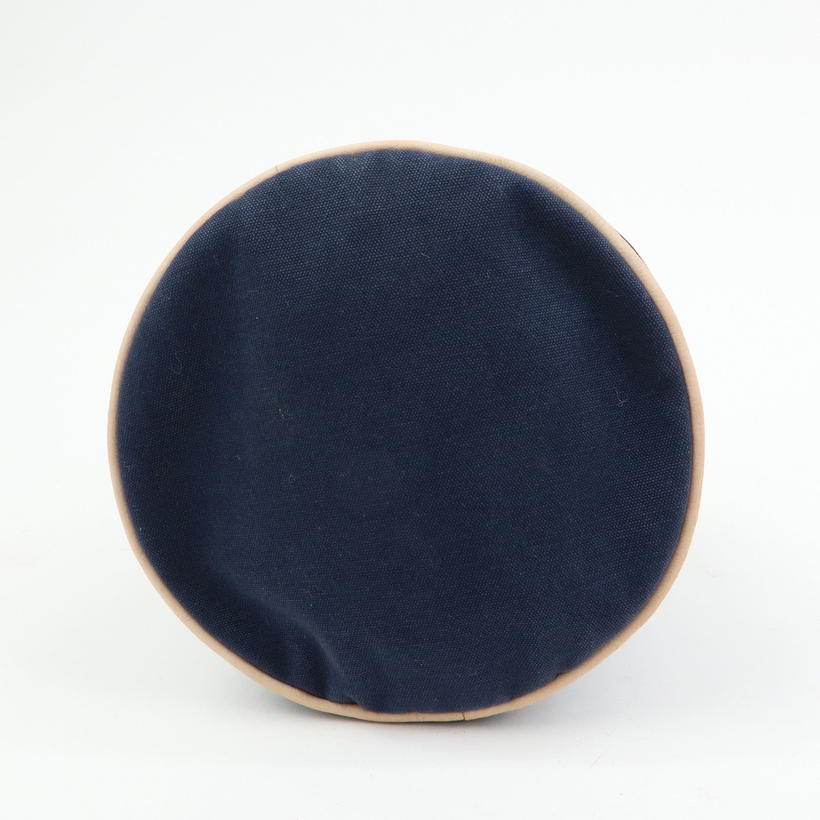 HERMES Canvas Leather Porochon Mimil PM Drawstring Backpack Navy