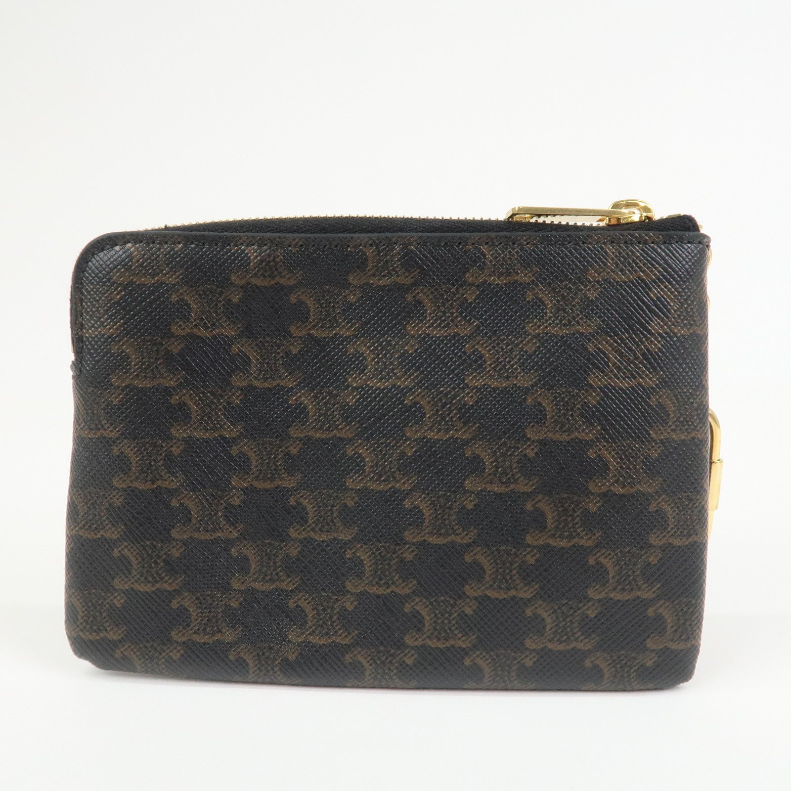 CELINE Triomphe PVC Canvas Cosmetic Pouch Black