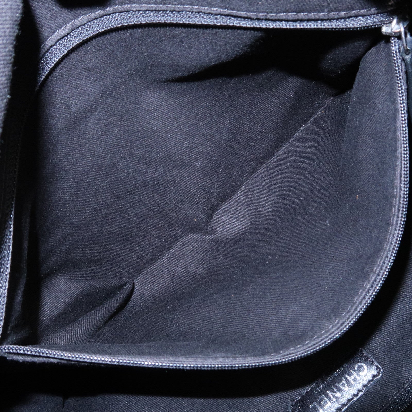 CHANEL Paris New York COCO Mark Nylon Leather Tote Bag Black A33100