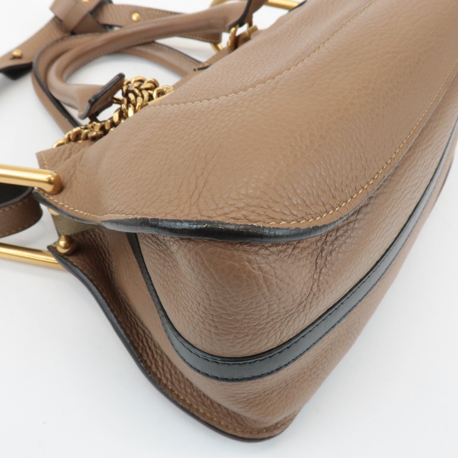 Chloe Hayley Leather 2WAY Bag Hand Bang Shoulder Bag Brown