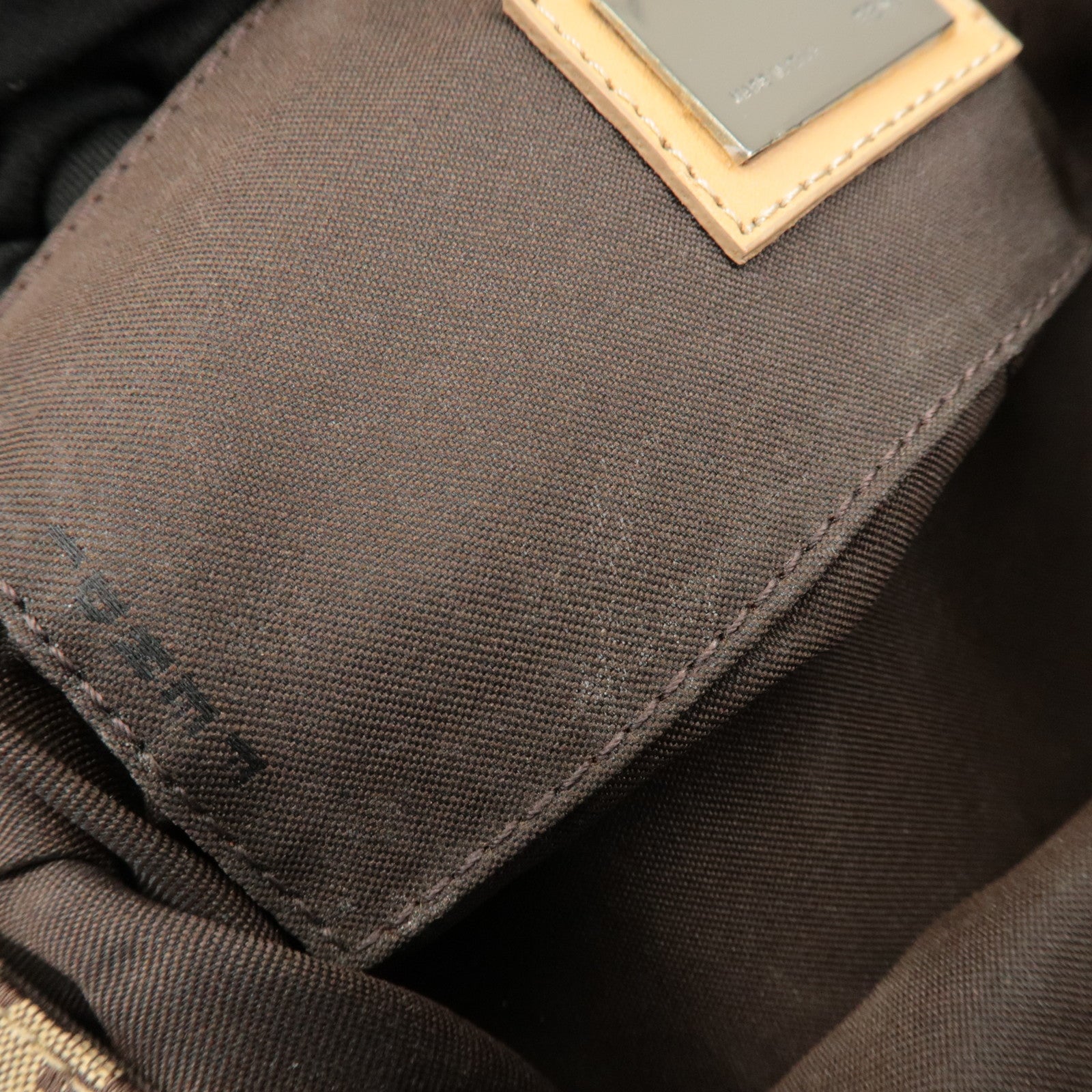 FENDI Zucchino Canvas Leather Shoulder Bag Hand Bag Brown 8BL000 Used