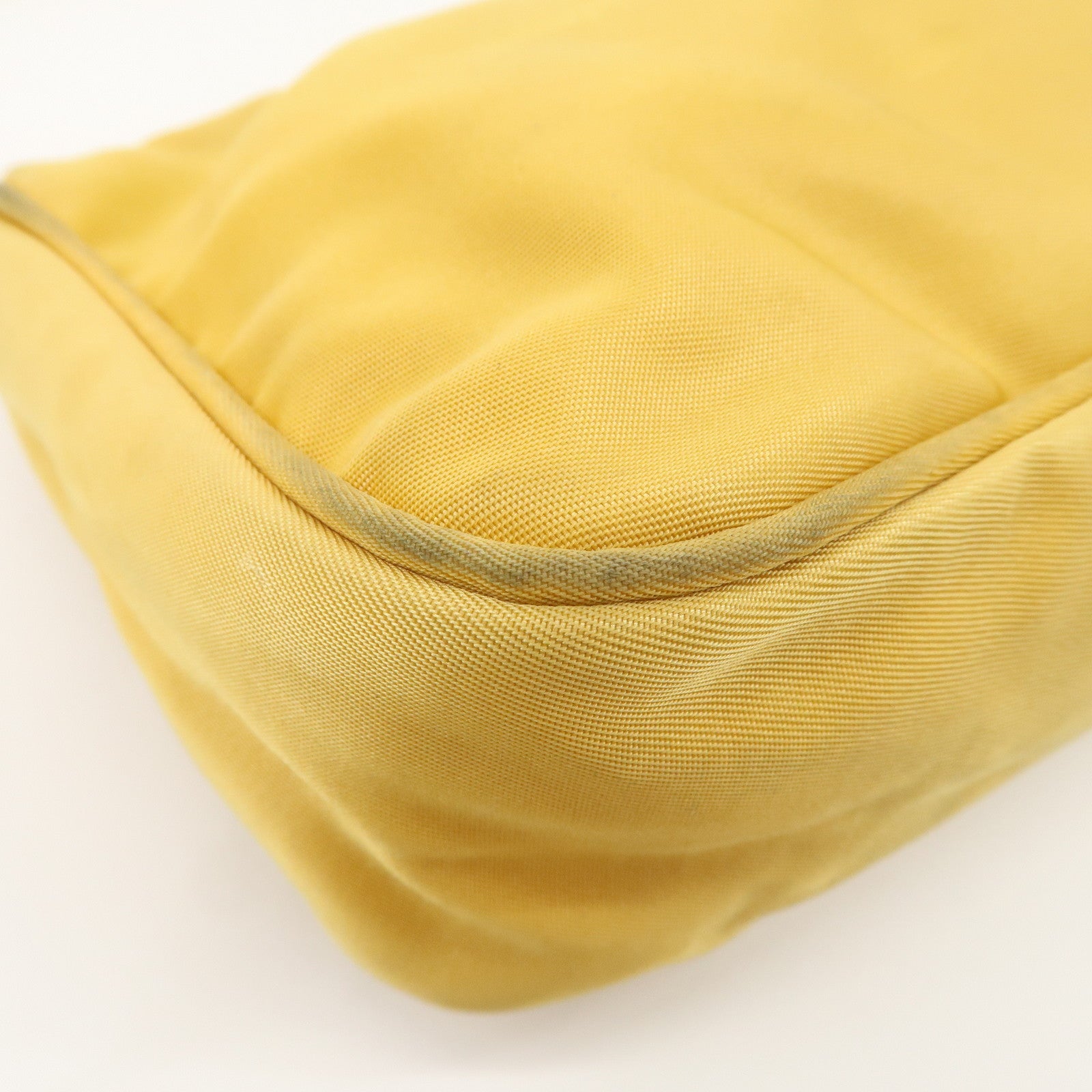 PRADA Triangle Logo Nylon Pouch Shoulder Bag Hand Bag Yellow Used