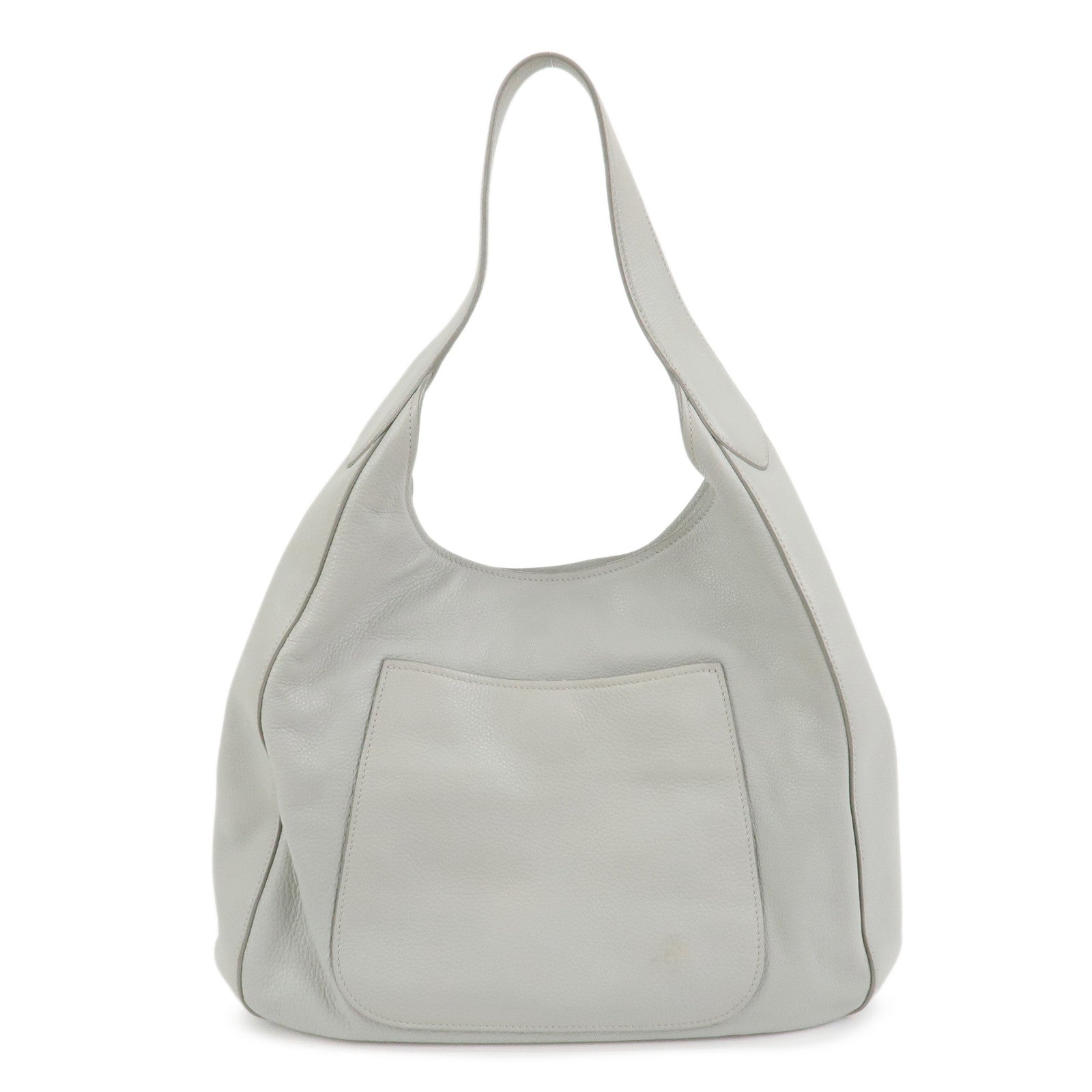 PRADA Logo Leather Shoulder Bag Hand Bag Gray 1BC013