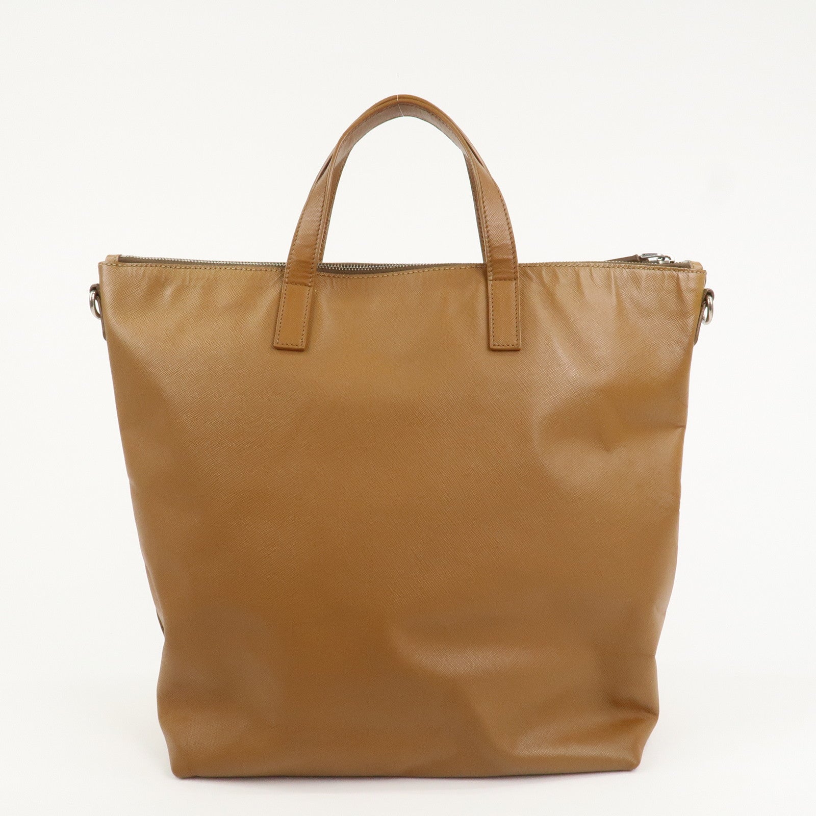 PRADA Triangle Logo Leather 2Way Bag Shoulder Bag Brown