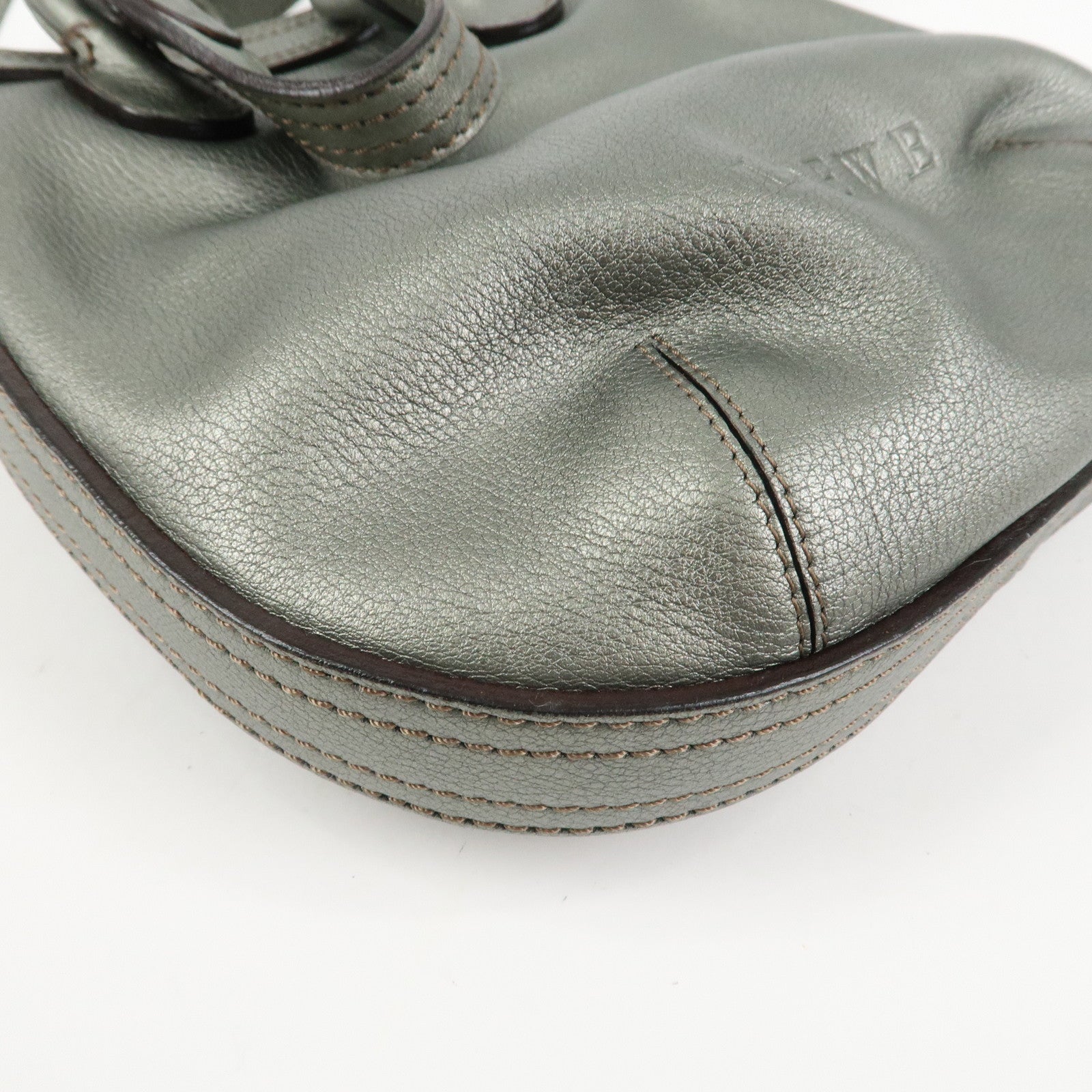 LOEWE Leather 2WAY Bag Shoulder Bag Hand Bag Metallic Gray
