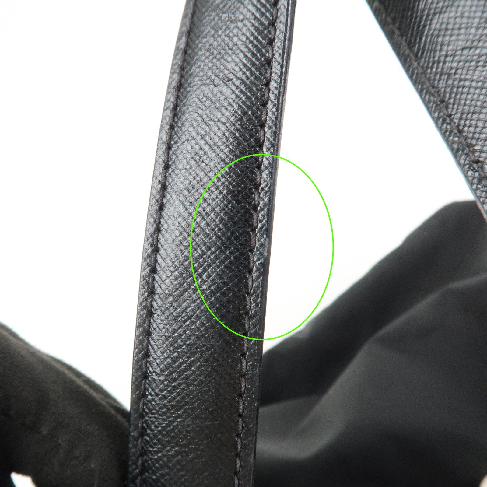PRADA Triangle Logo Nylon Saffiano Leather Tote Shoulder Bag Black