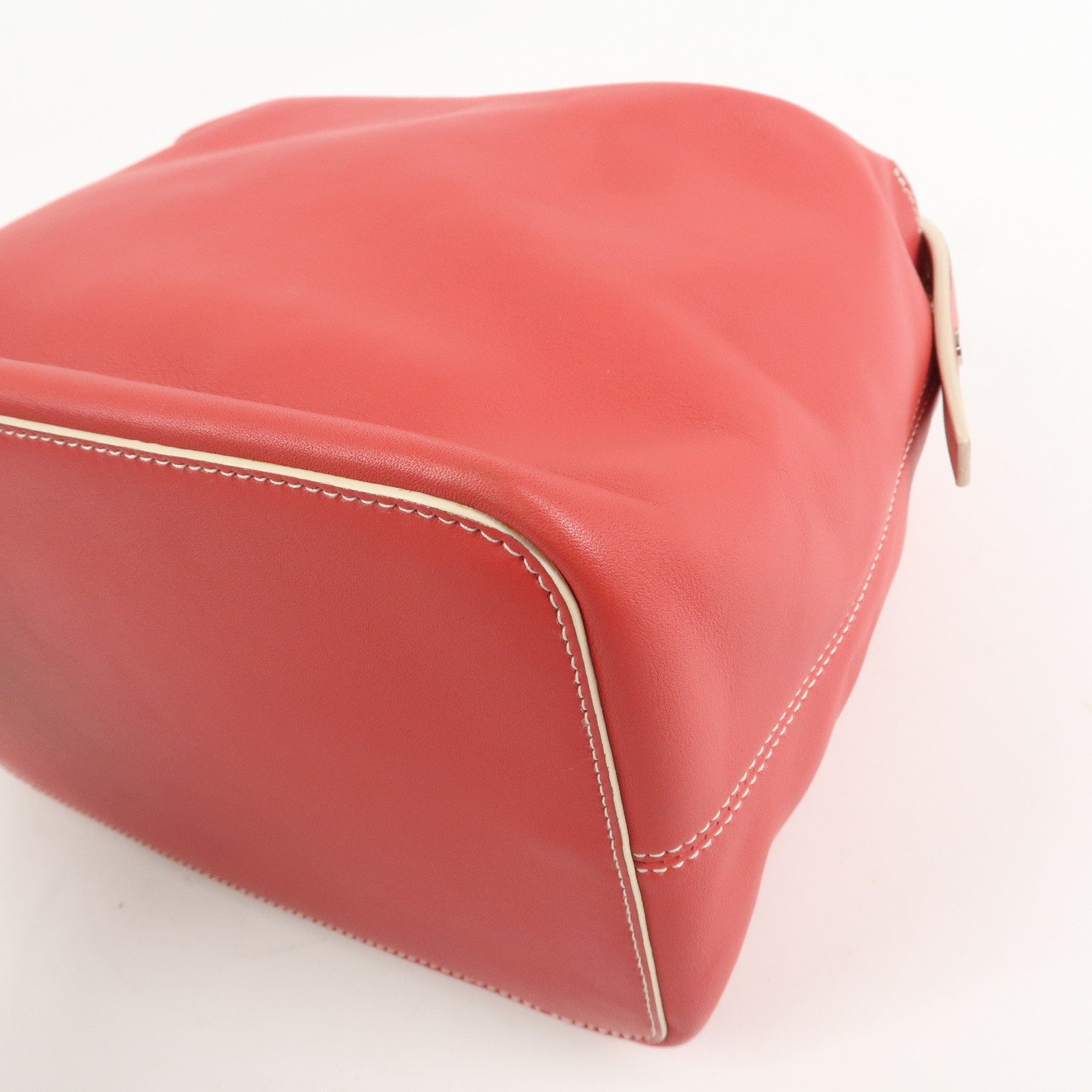 LOEWE Leather Hand Bag Red White Silver Hardware