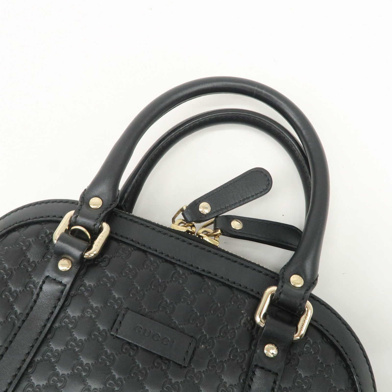 GUCCI Micro Guccissima Leather 2 Way Hand Bag Black 449654 Used