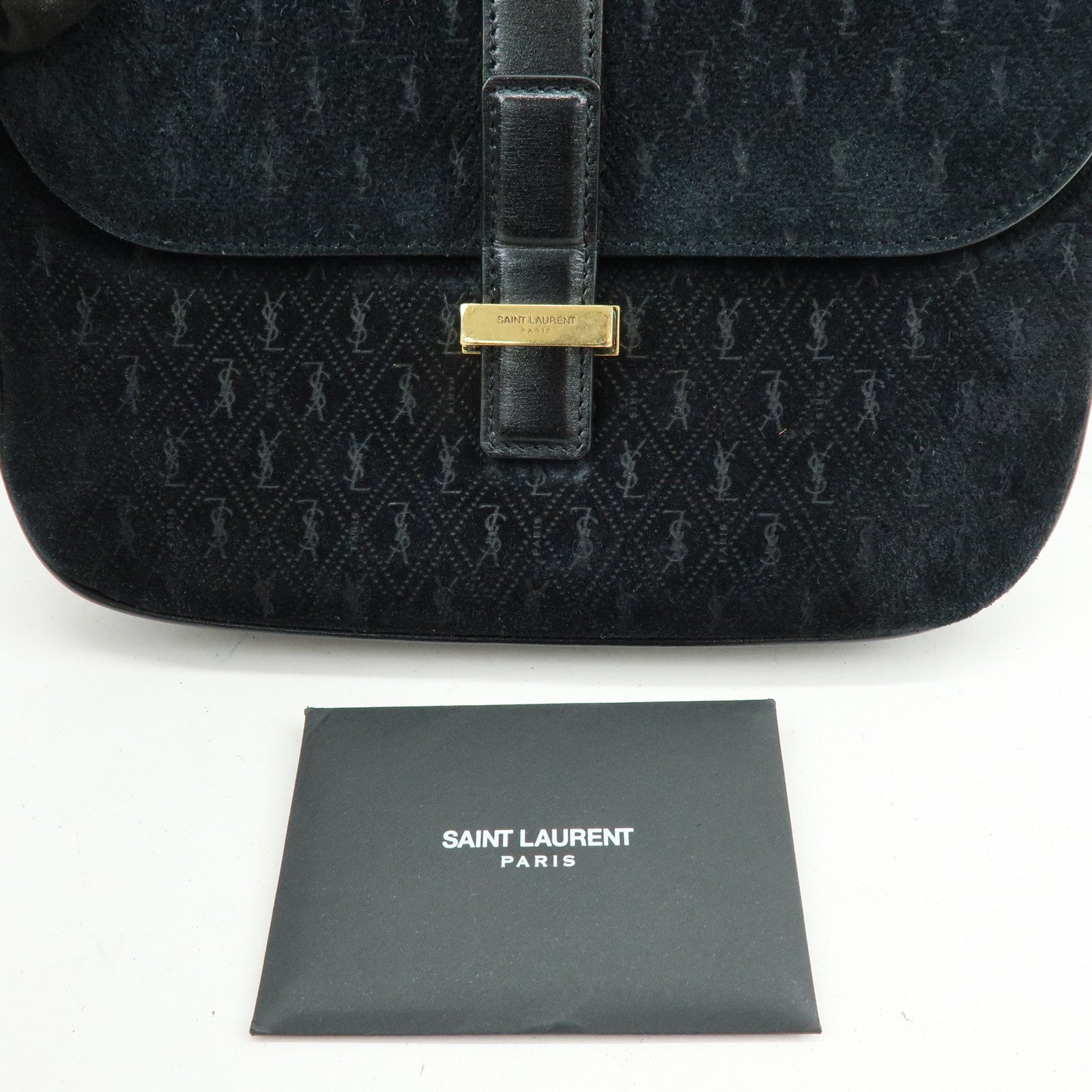 SAINT LAURENT PARIS Le Monogram Suede Leather Shoulder Bag Black