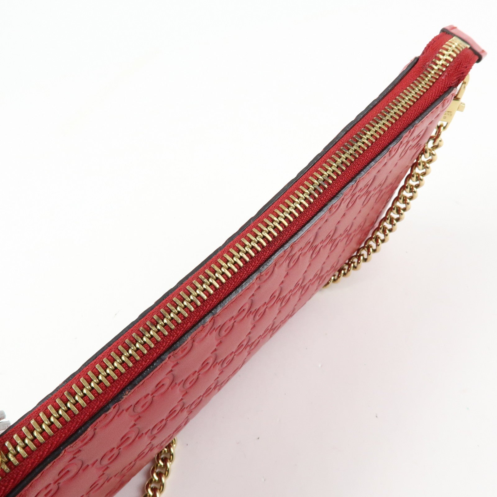 GUCCI Guccissima Leather Chain Shoulder Bag Wallet Red 428449