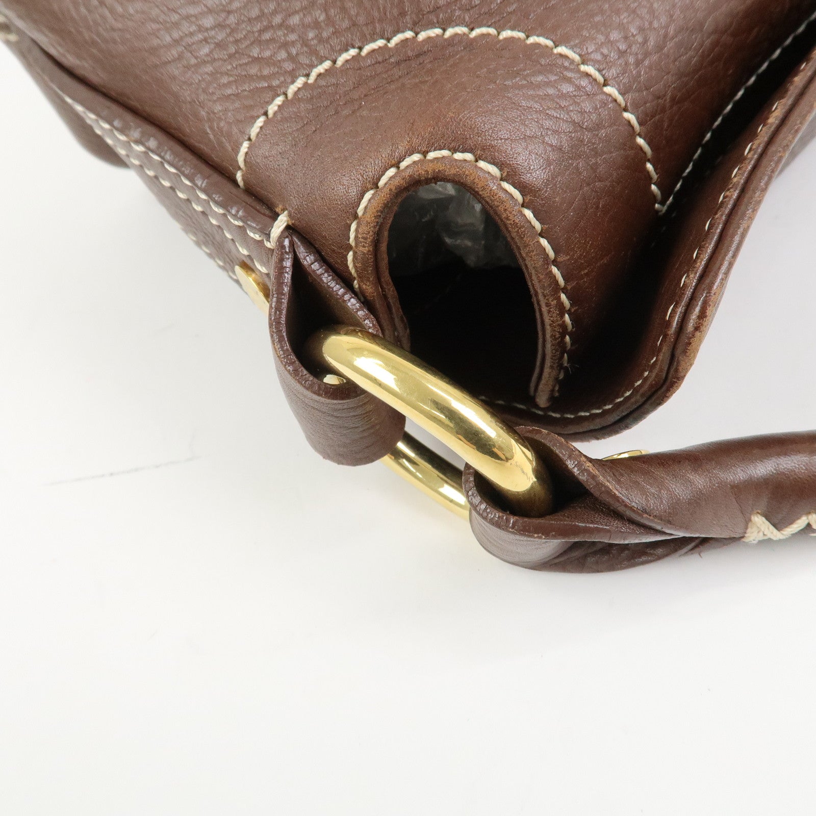 CELINE Macadam Logo Leather Hand Bag Shoulder Bag Brown