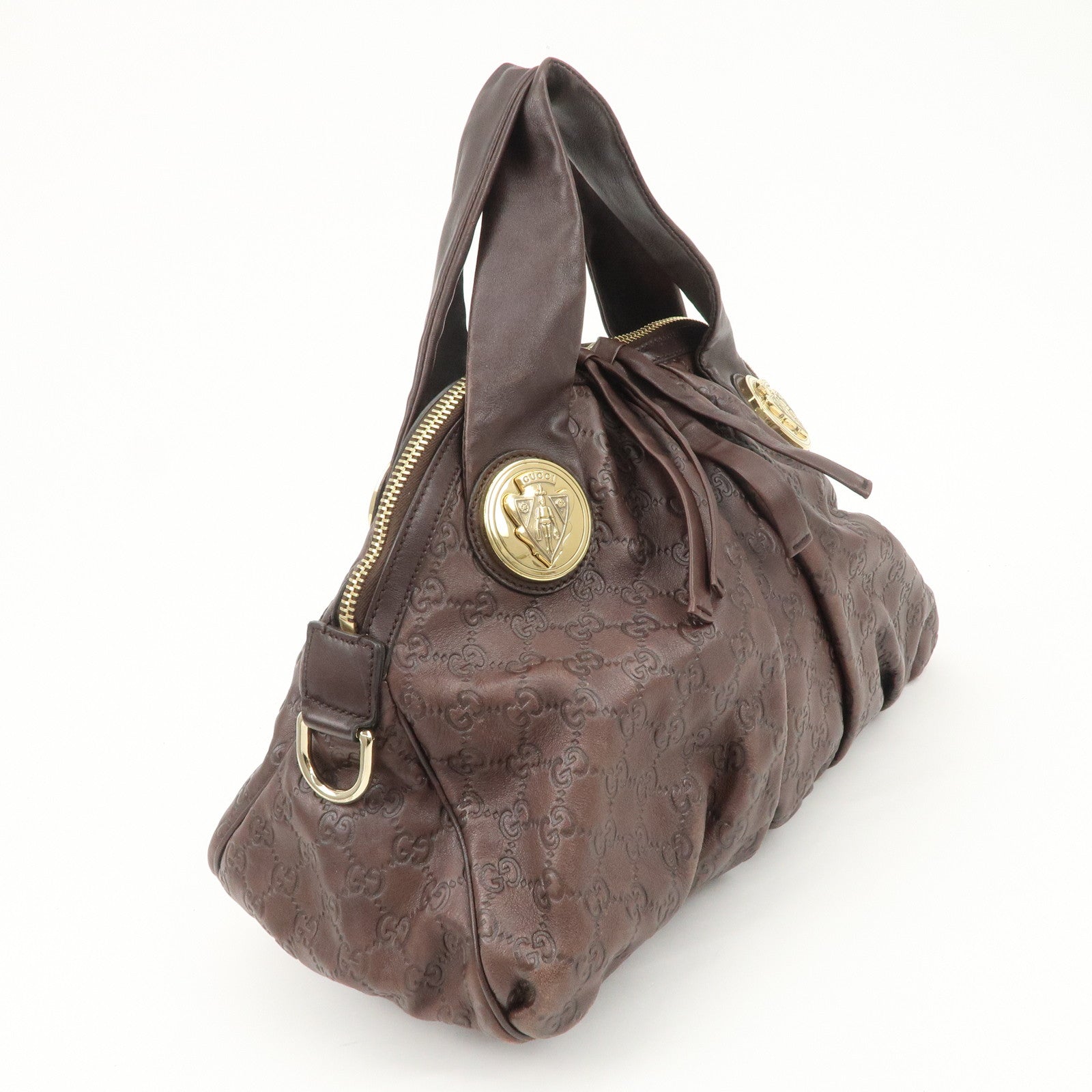 GUCCI Guccissima Histoire Leather Tote Bag Dark Brown 197019 Used