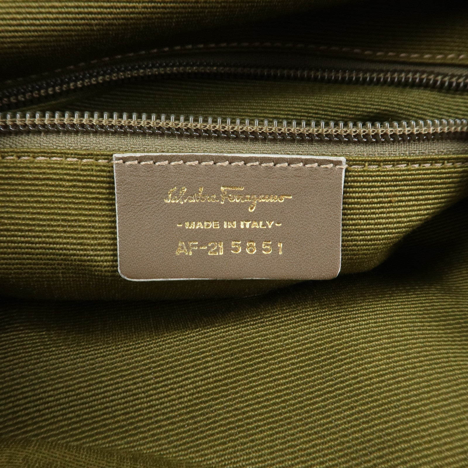 Ferragamo Gancini Canvas Leather Backpack Rucksuck Beige