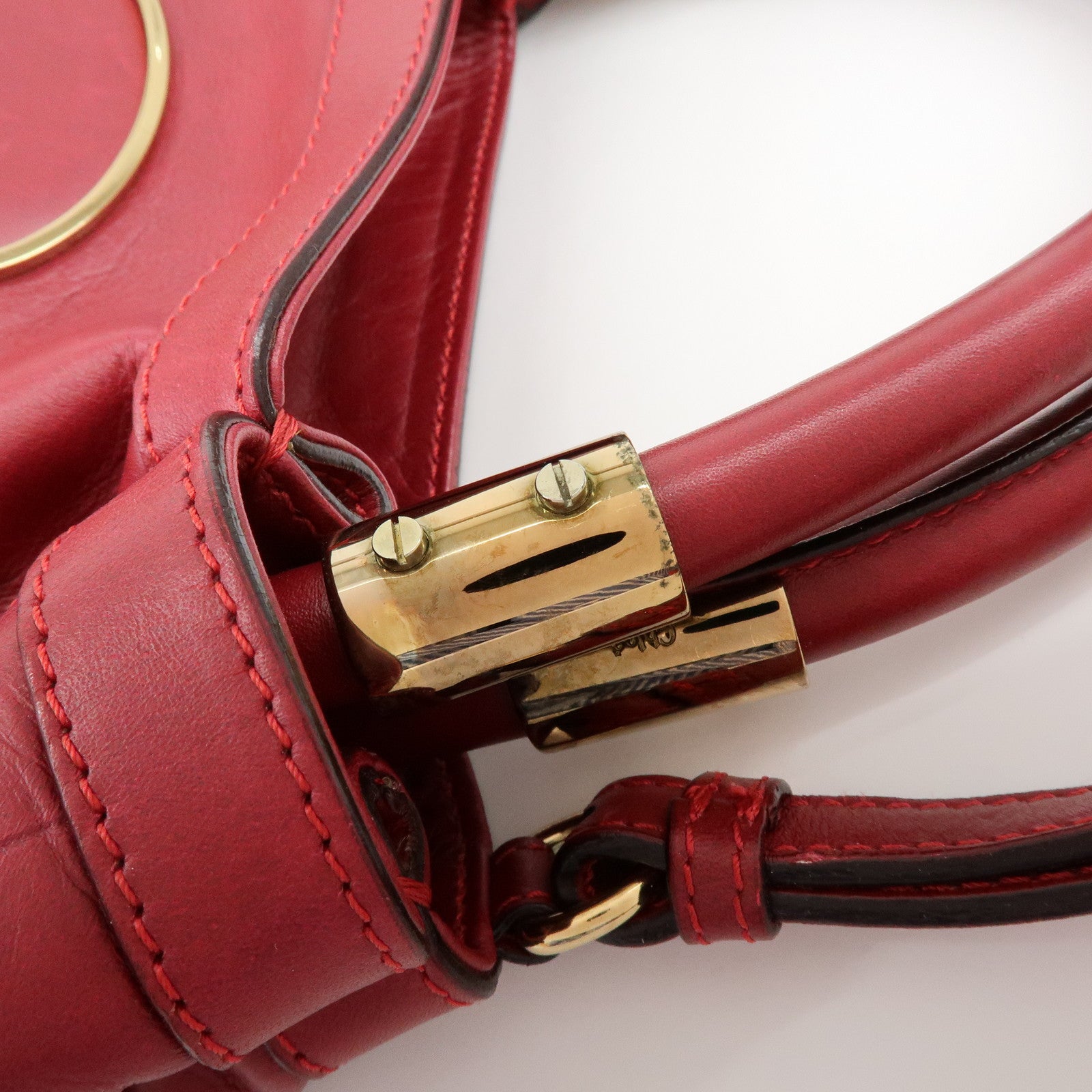 Chloe Victoria Leather 2Way Bag Shoulder Bag Hand Bag Red