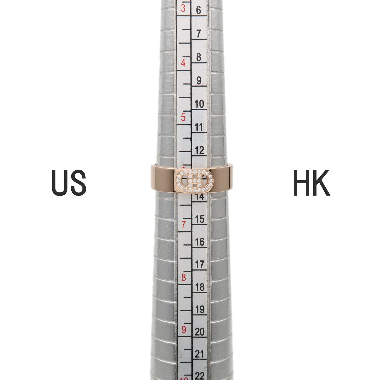 HERMES H Dunkle Diamond Ring PM K18YG Yellow Gold #52 US6 EU52