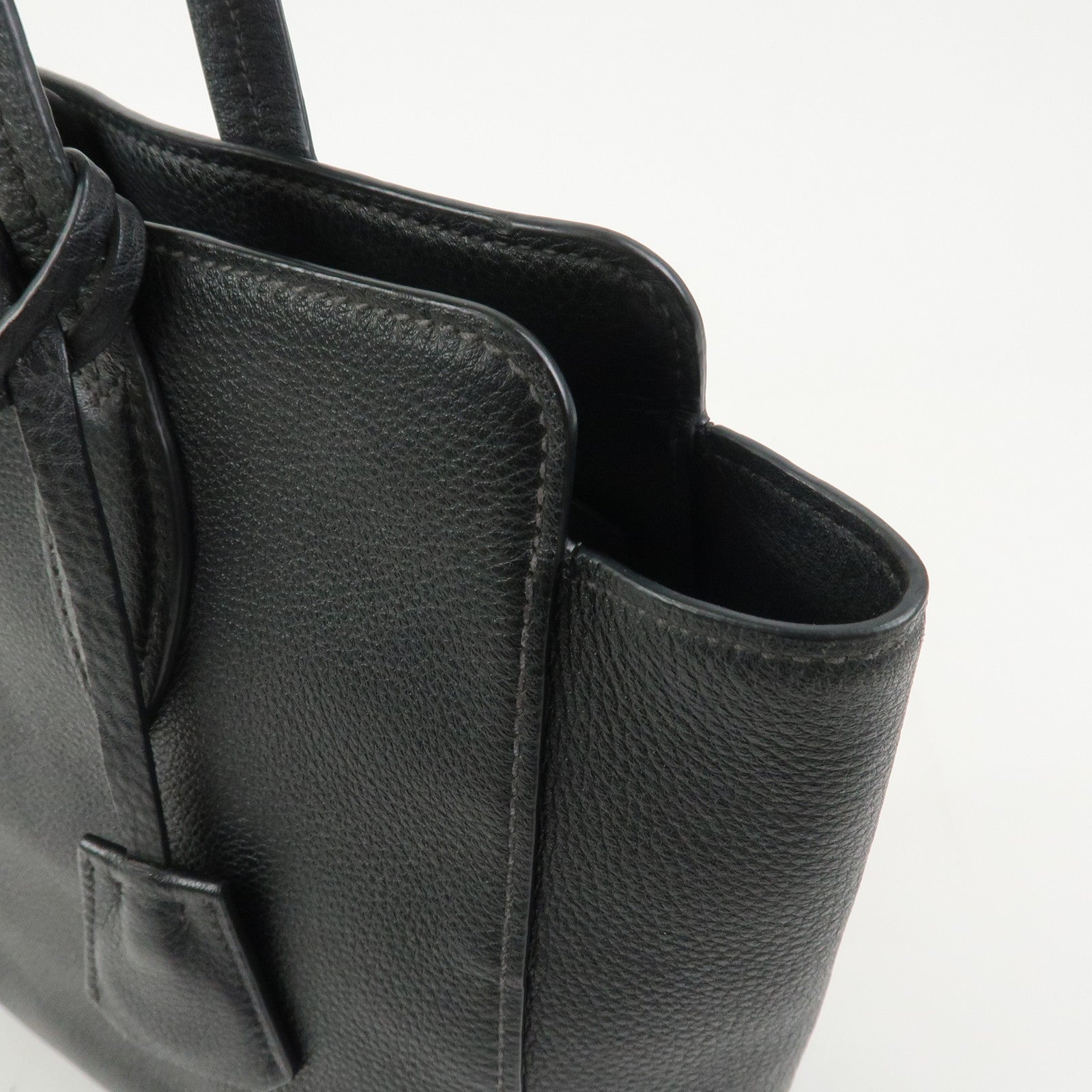 PRADA Logo Leather Shoulder Bag Tote Bag Black 1BG111