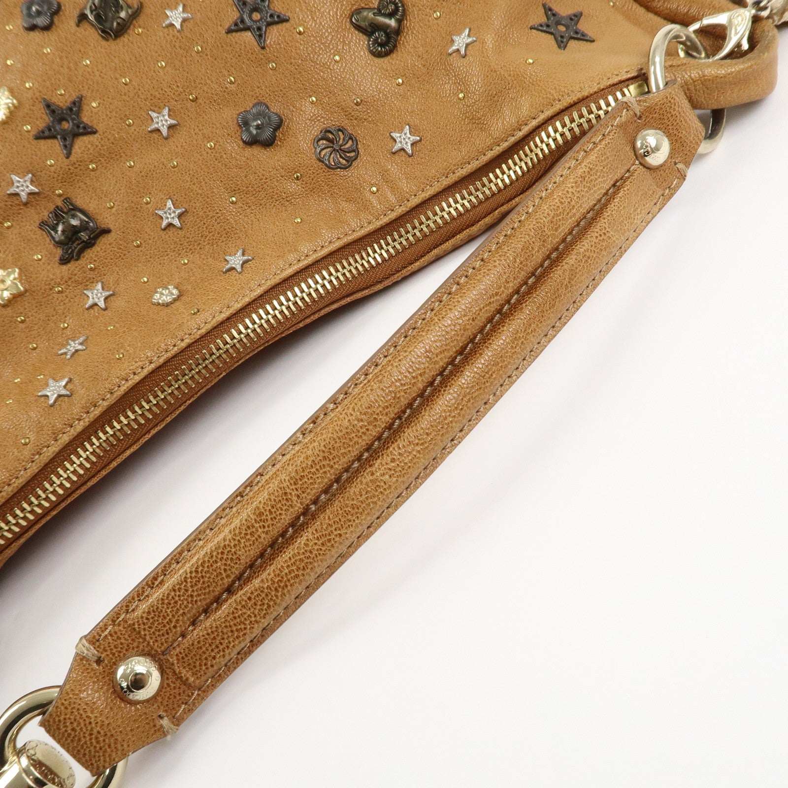 JIMMY CHOO Zodiac Sky Bag Leather Shoulder Bag Light Brown