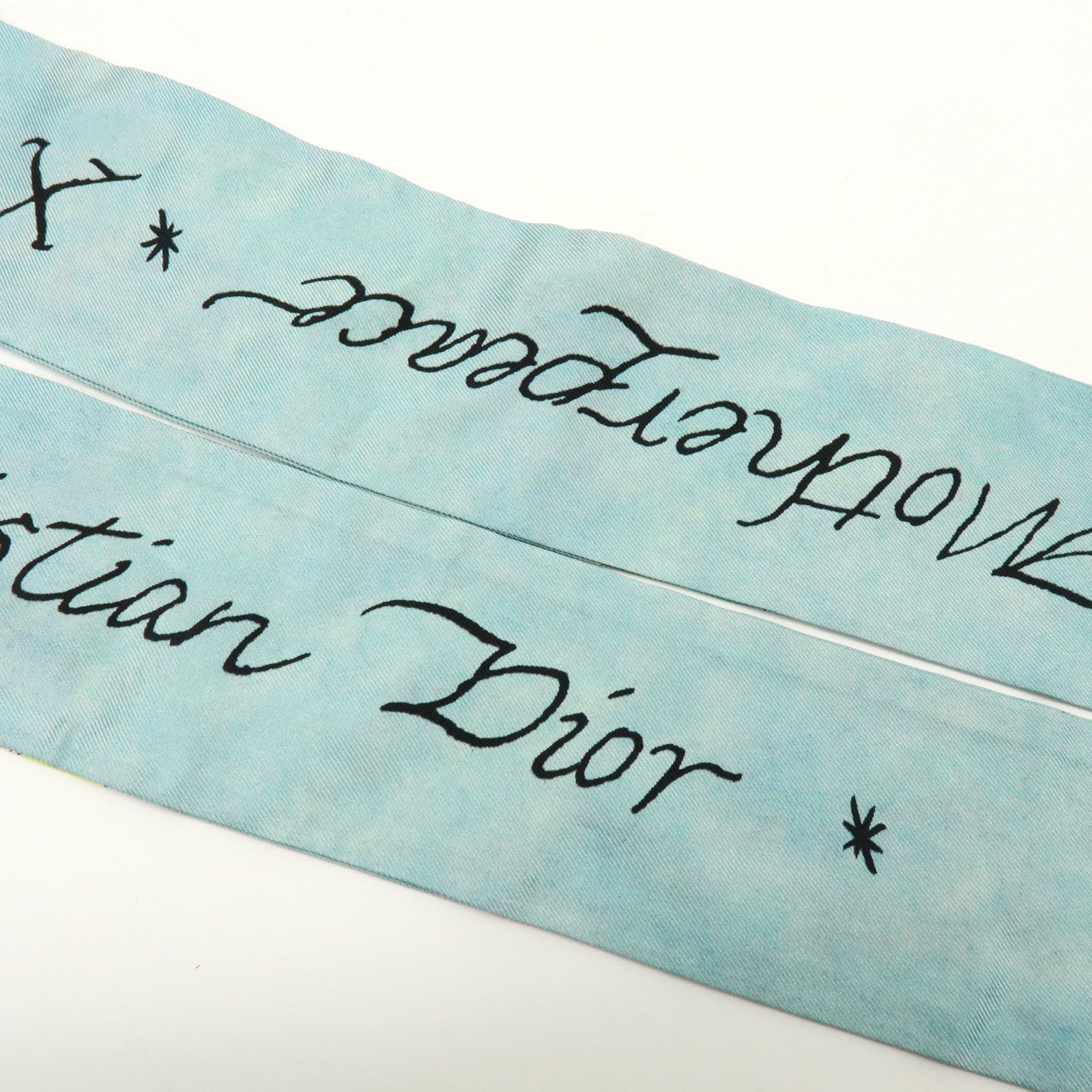 Christian Dior Mitzah Silk 100% Scarf Zodiac Horoscope Light Blue