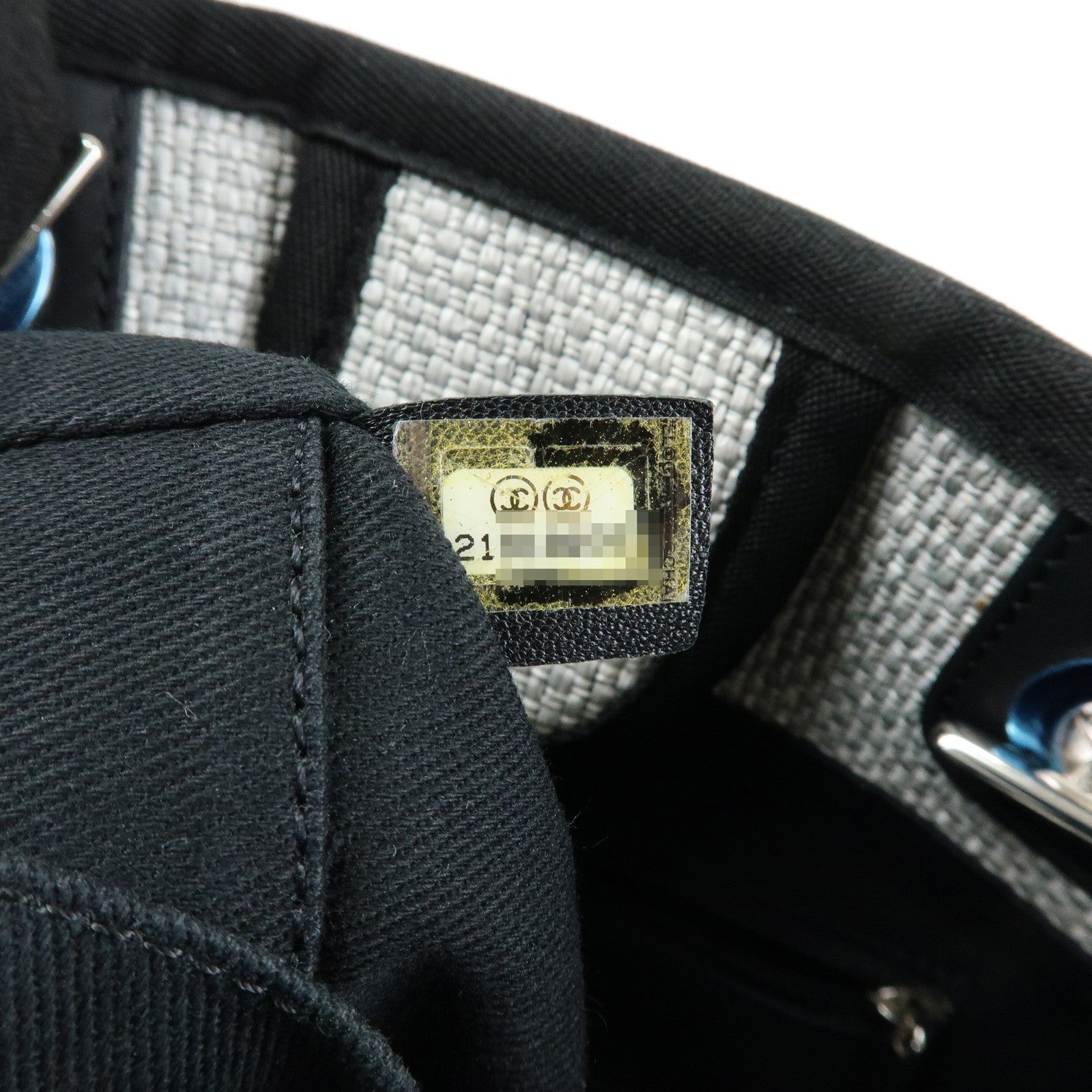 CHANEL Deauville PM Raffia Calf Leather Chain Tote Bag Black A66939