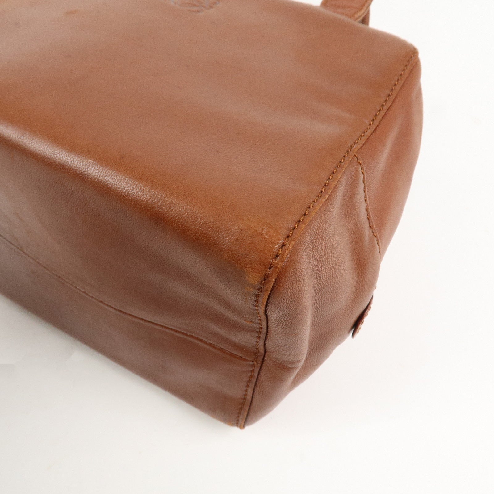 LOEWE Anagram Logo Leather Hand Bag Boston Bag Brown