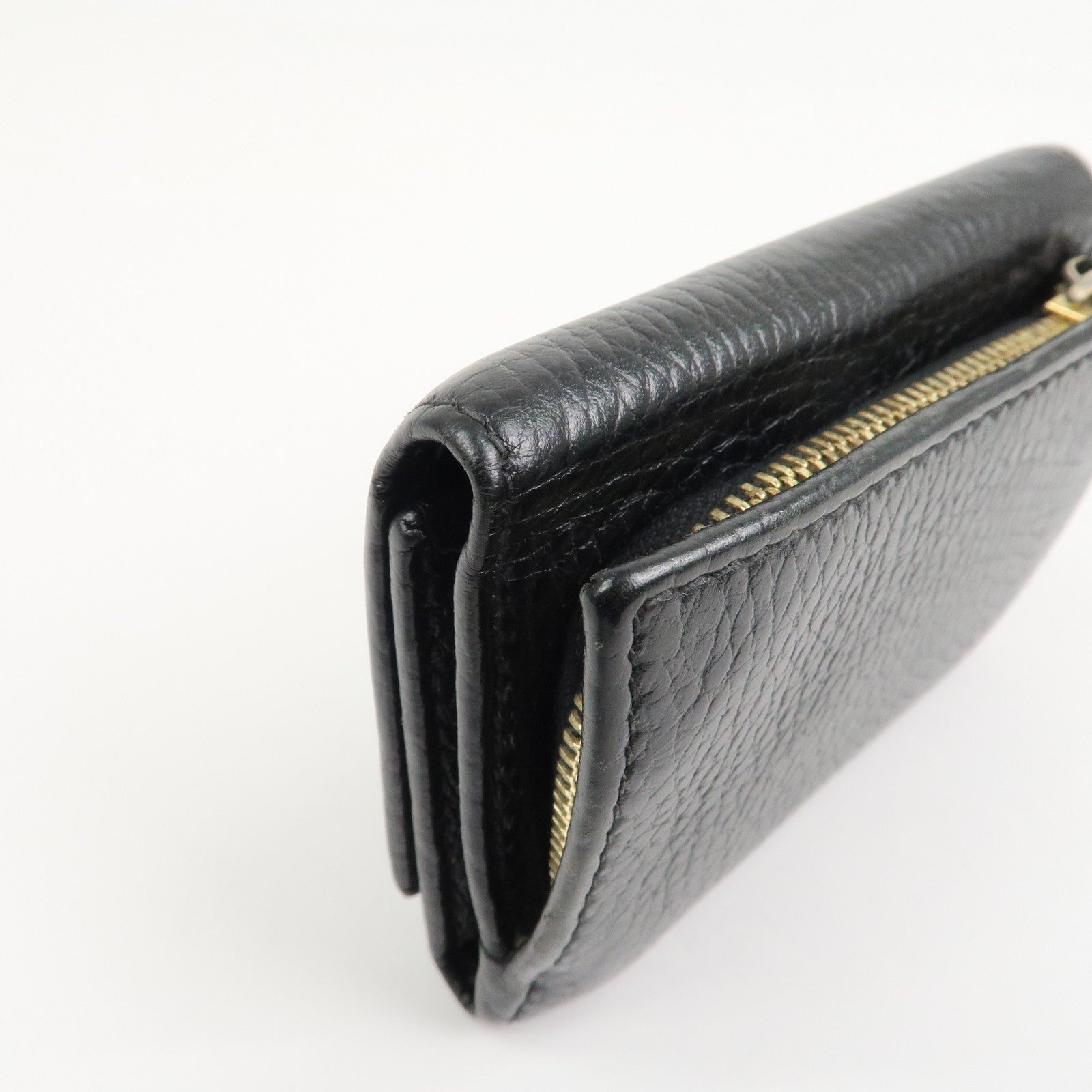 GUCCI GG Marmont Leather Small Tri-fold Compact Wallet Black 644407