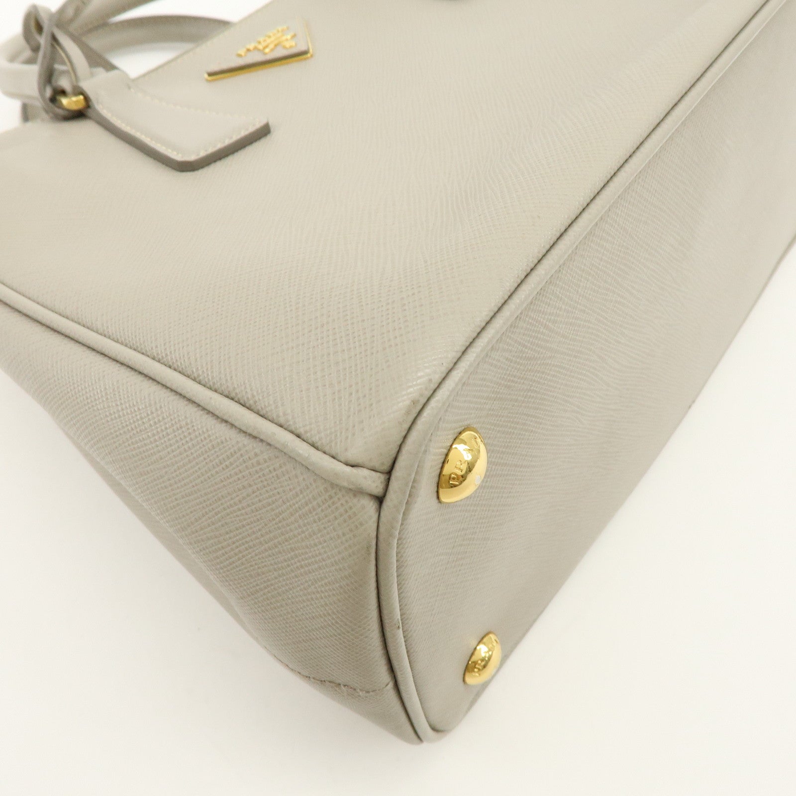 PRADA Triangle Logo Galleria 2Way Bag Shoulder Bag Gray BN2863
