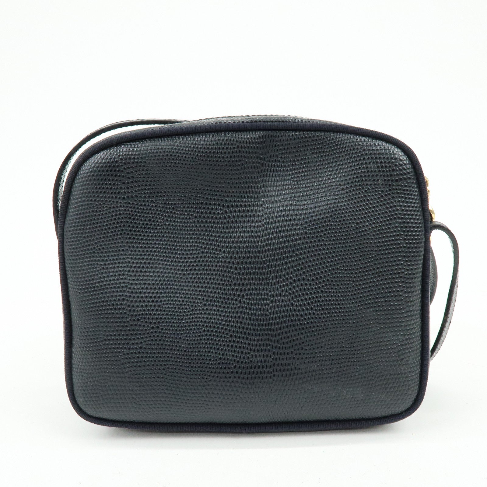 Ferragamo Vara Embossed Leather Shoulder Bag Crossbody Bag Navy
