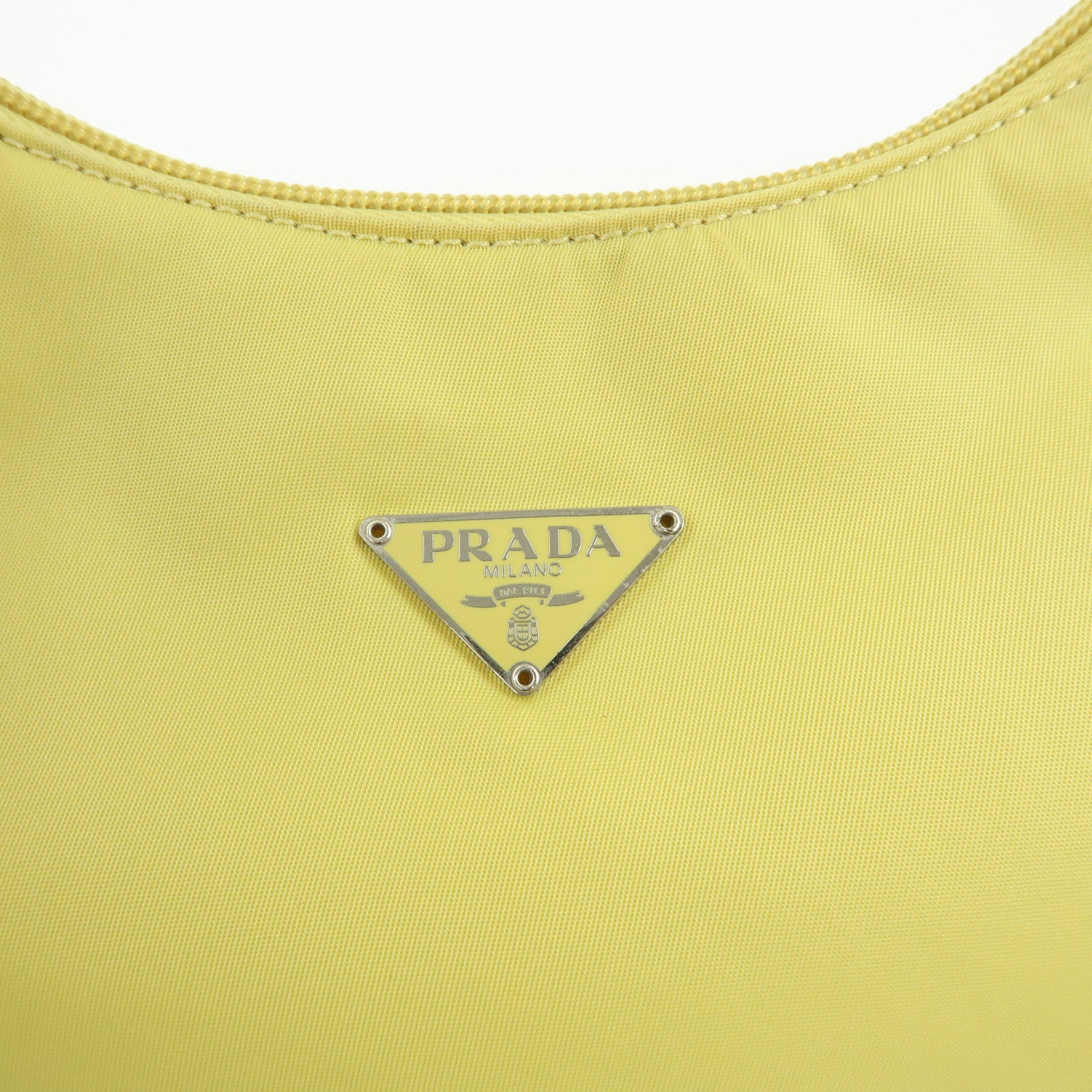 PRADA Triangle Logo Nylon Mini Hand Bag Pouch Yellow