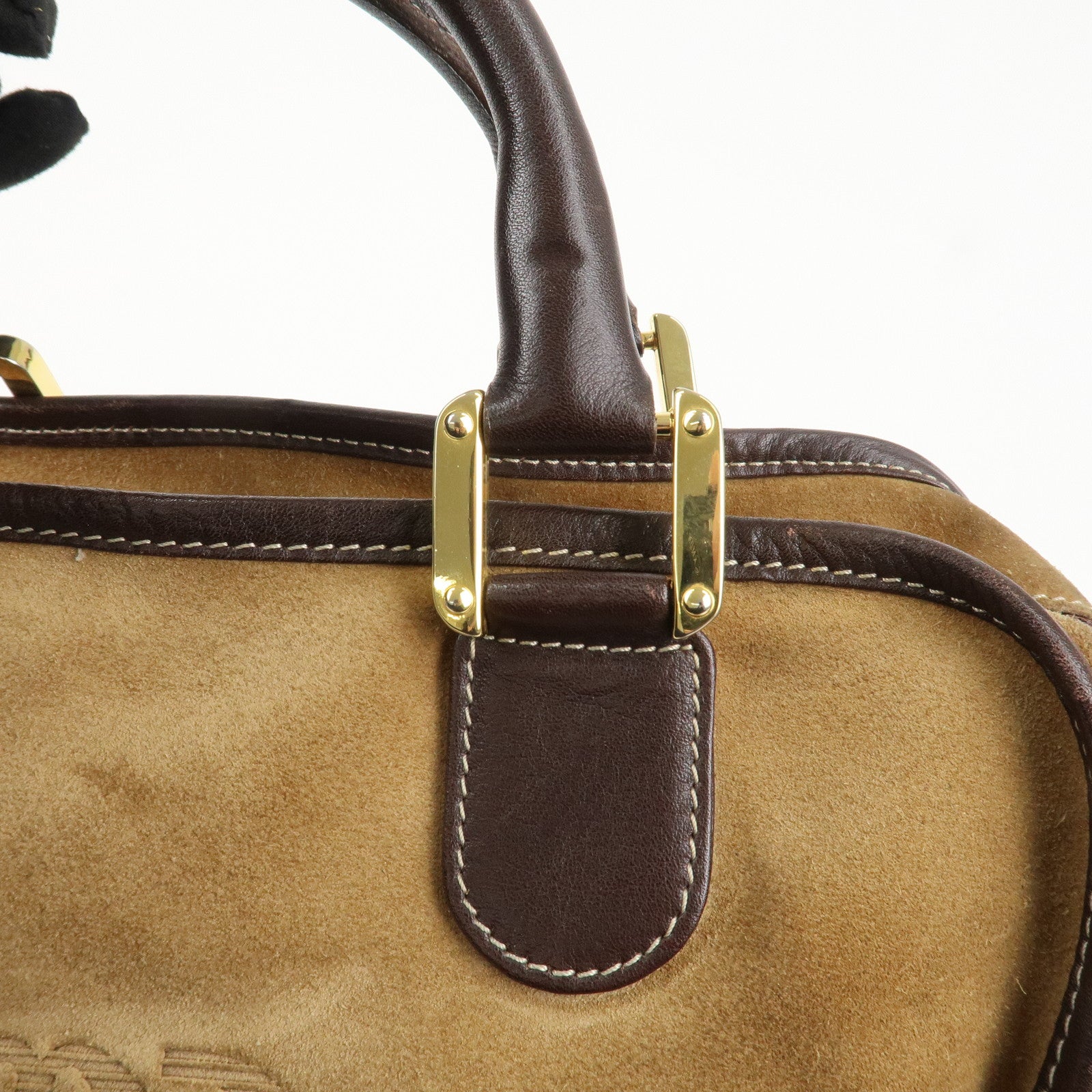 LOEWE Anagram Suede Leather Amazona 35 Brown Hand Bag Boston Bag Used