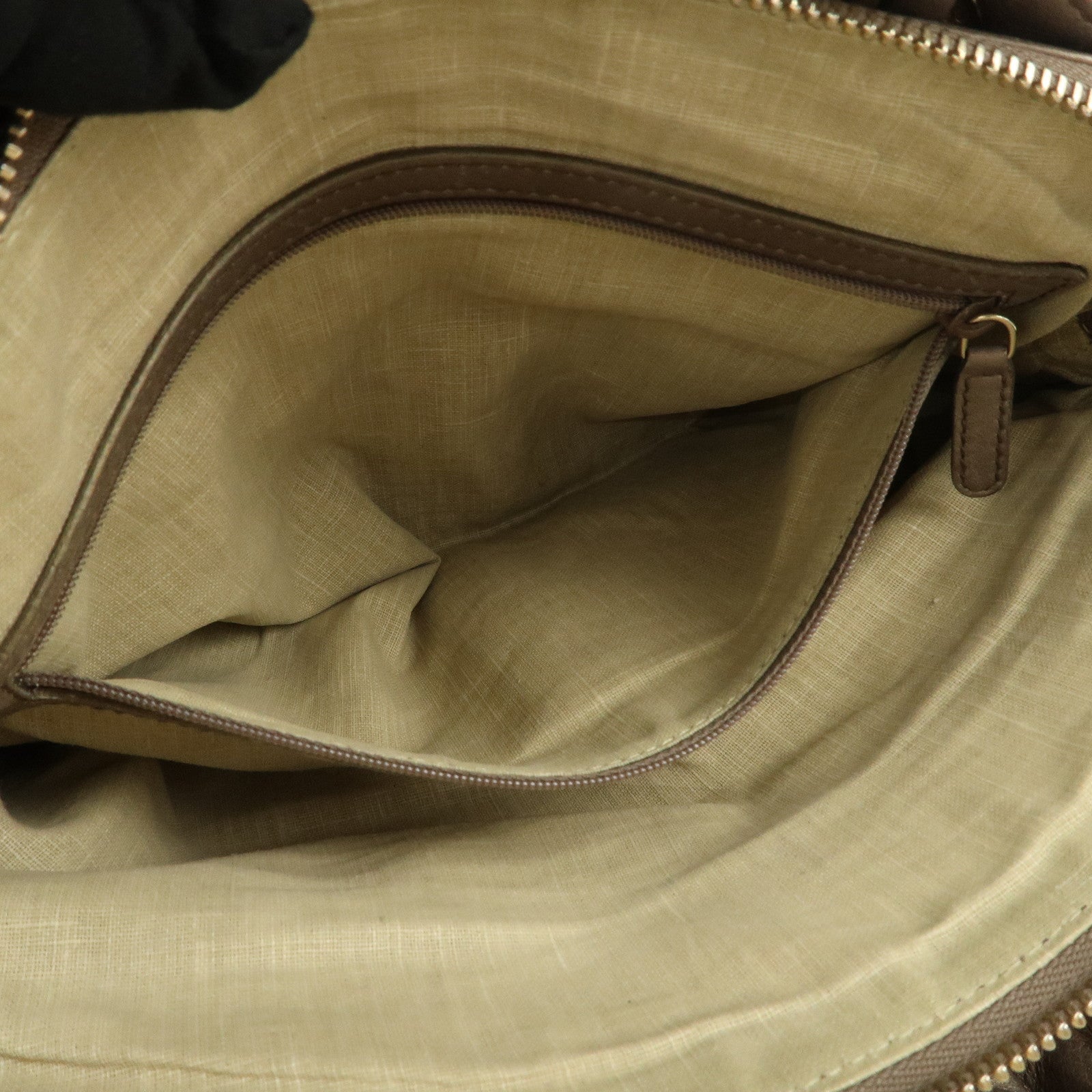 BVLGARI Logo Leather Hand Bag Shoulder Bag Bronze