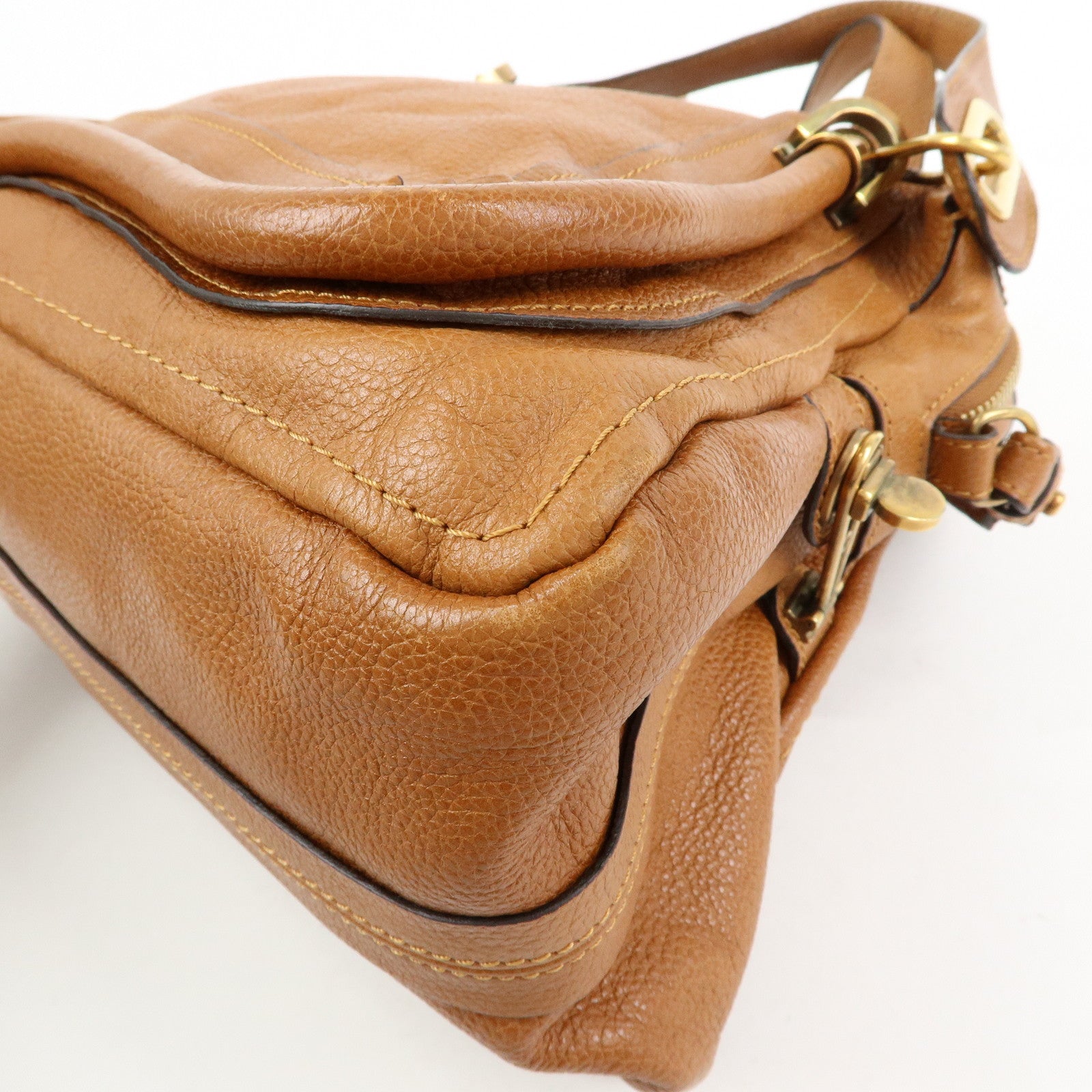 Chloe Paraty Leather 2Way Bag Shoulder Bag Hand Bag Brown