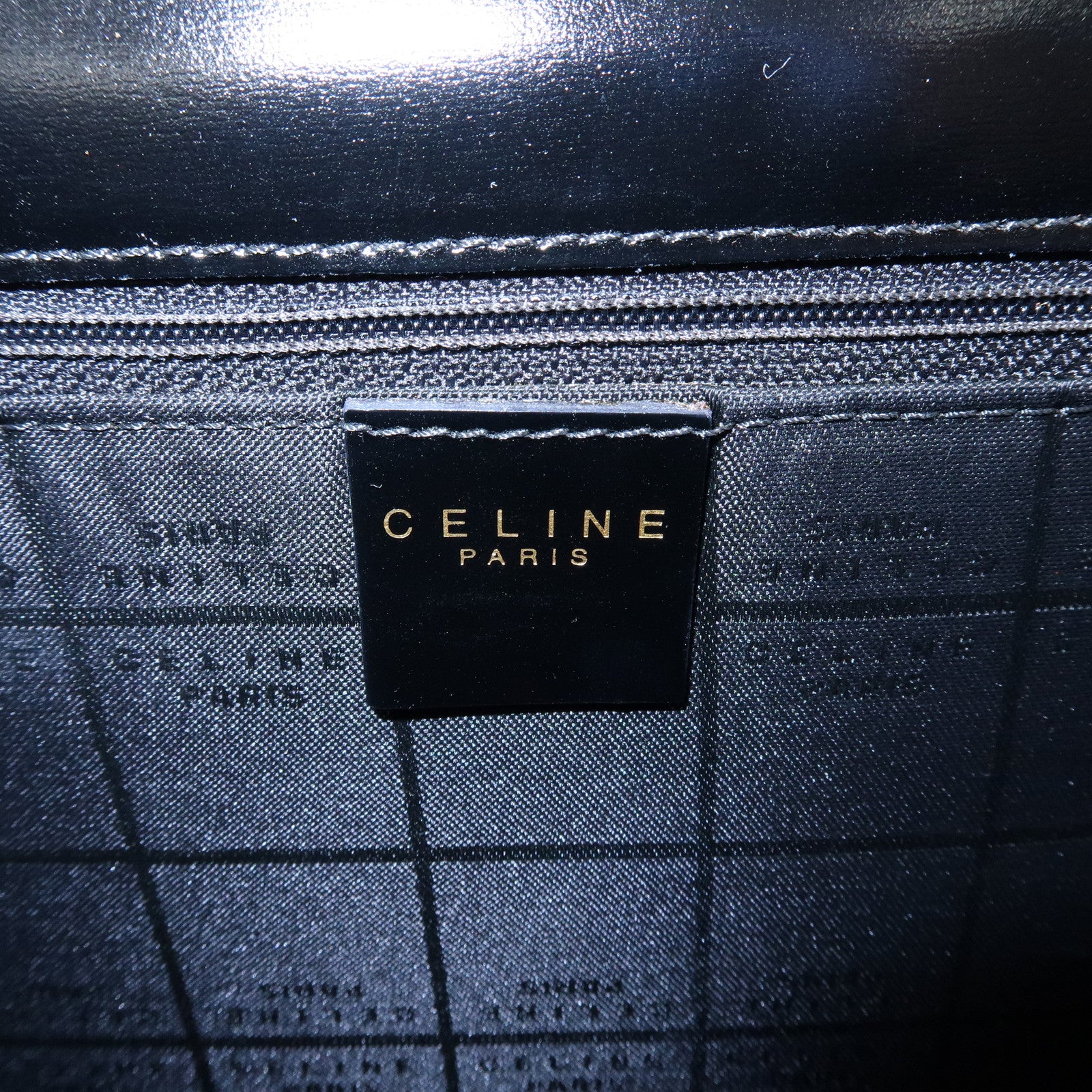 CELINE Leather Double Flap Hand Bag Black