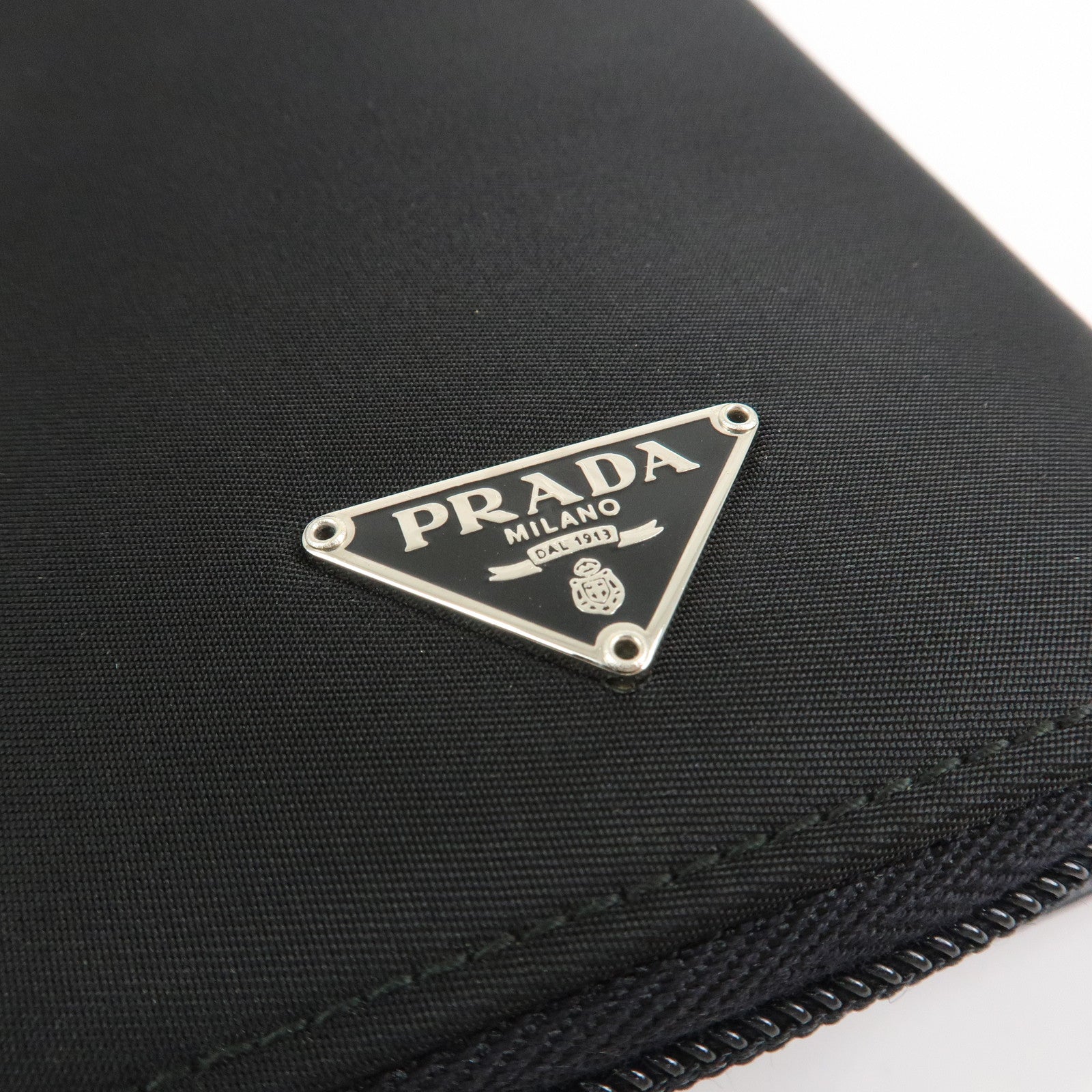 PRADA Triangle Logo Nylon Leather Planner Cover Agenda Cover Black