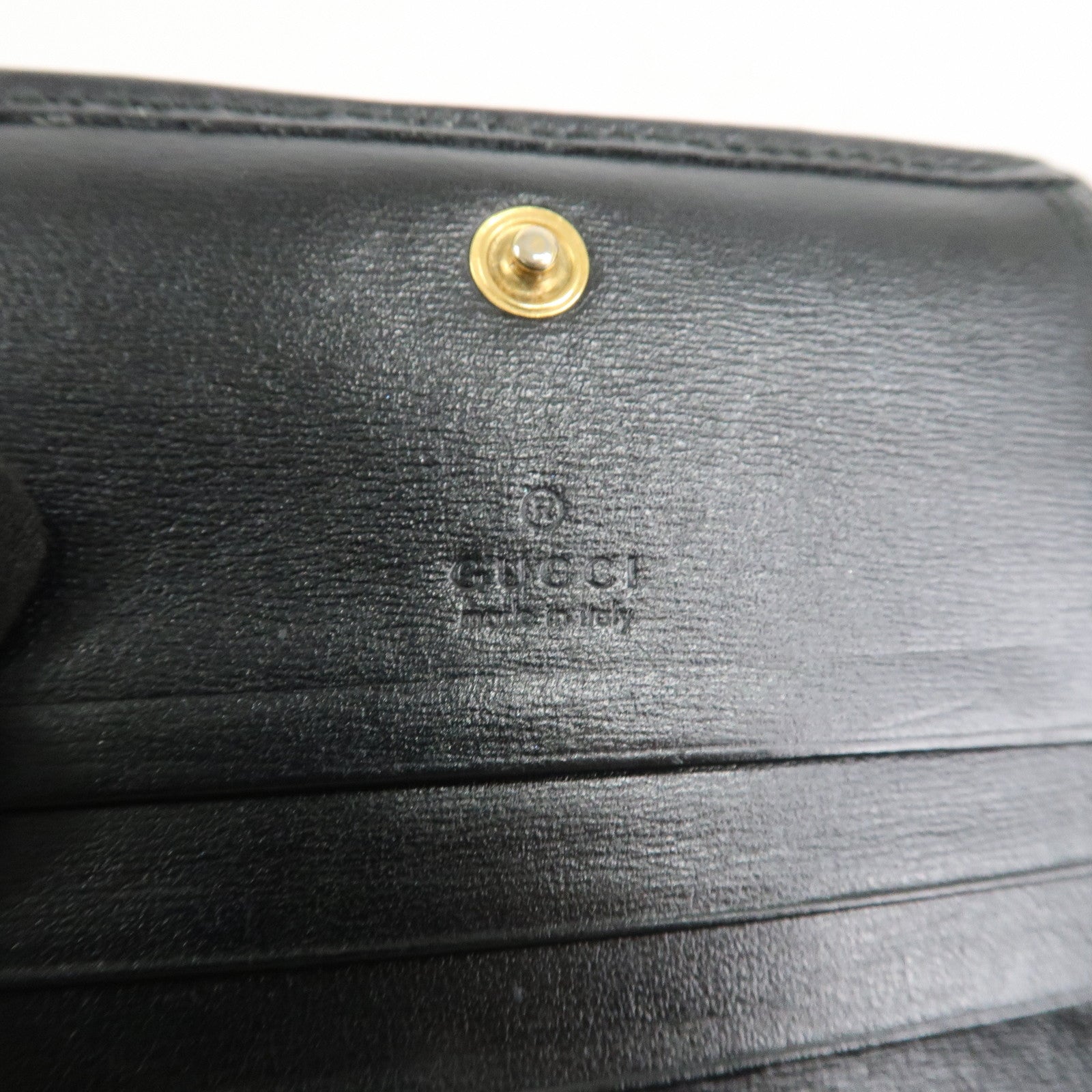 GUCCI Sherry GG Marmont Leather Bi-Fold Wallet Black 536453 Used