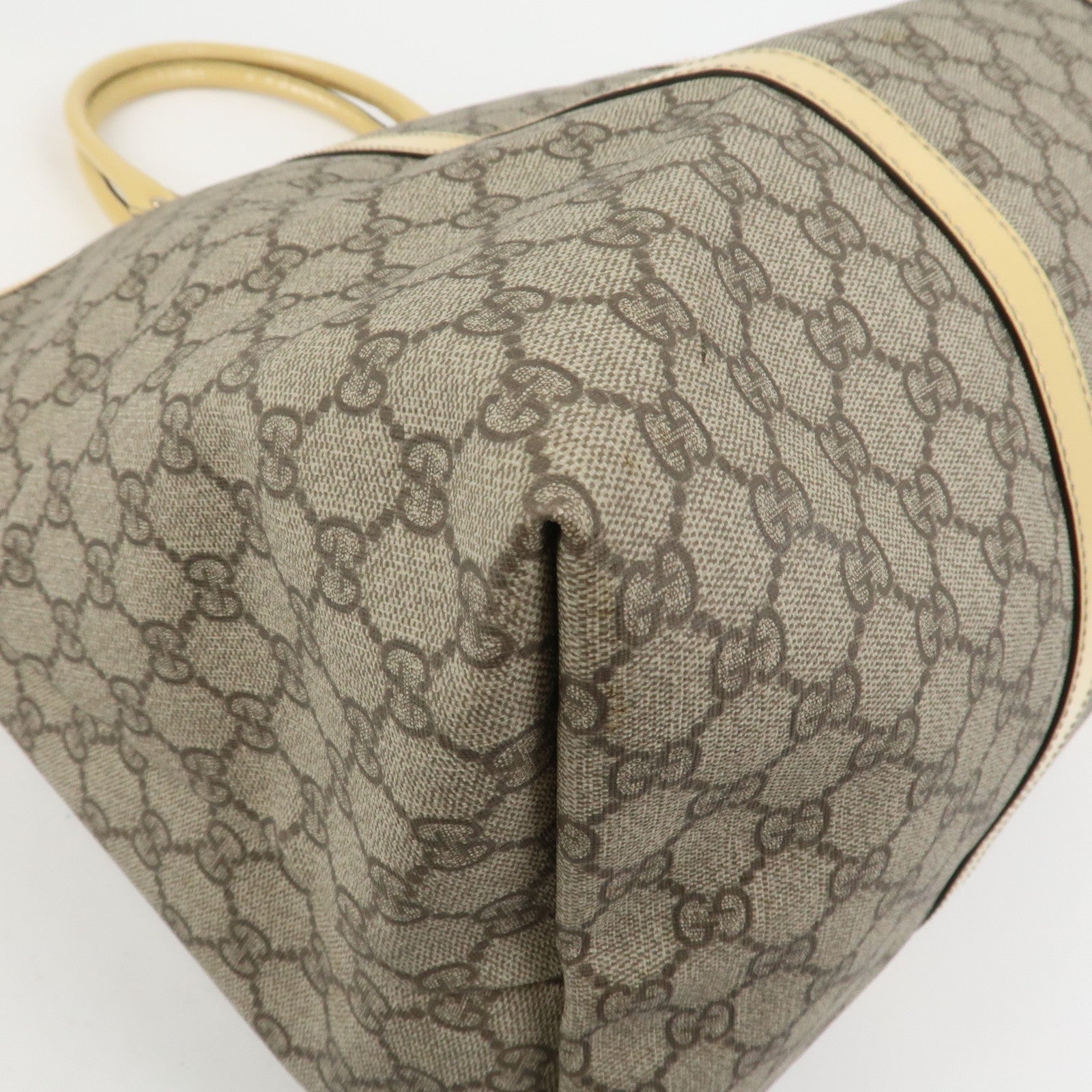 GUCCI GG Supreme Monogram Patent Leather Tote Bag Beige 201482