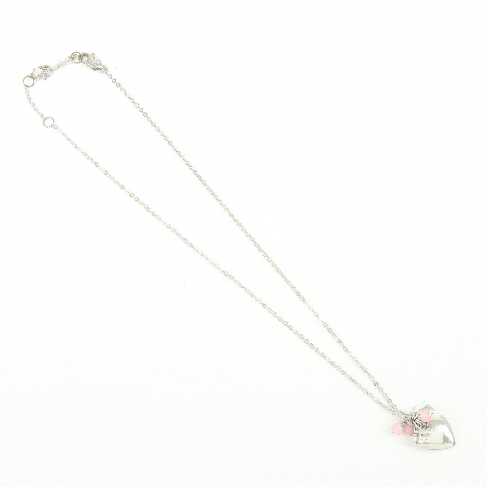 Christian Dior Logo Metal Necklace Heart Motif