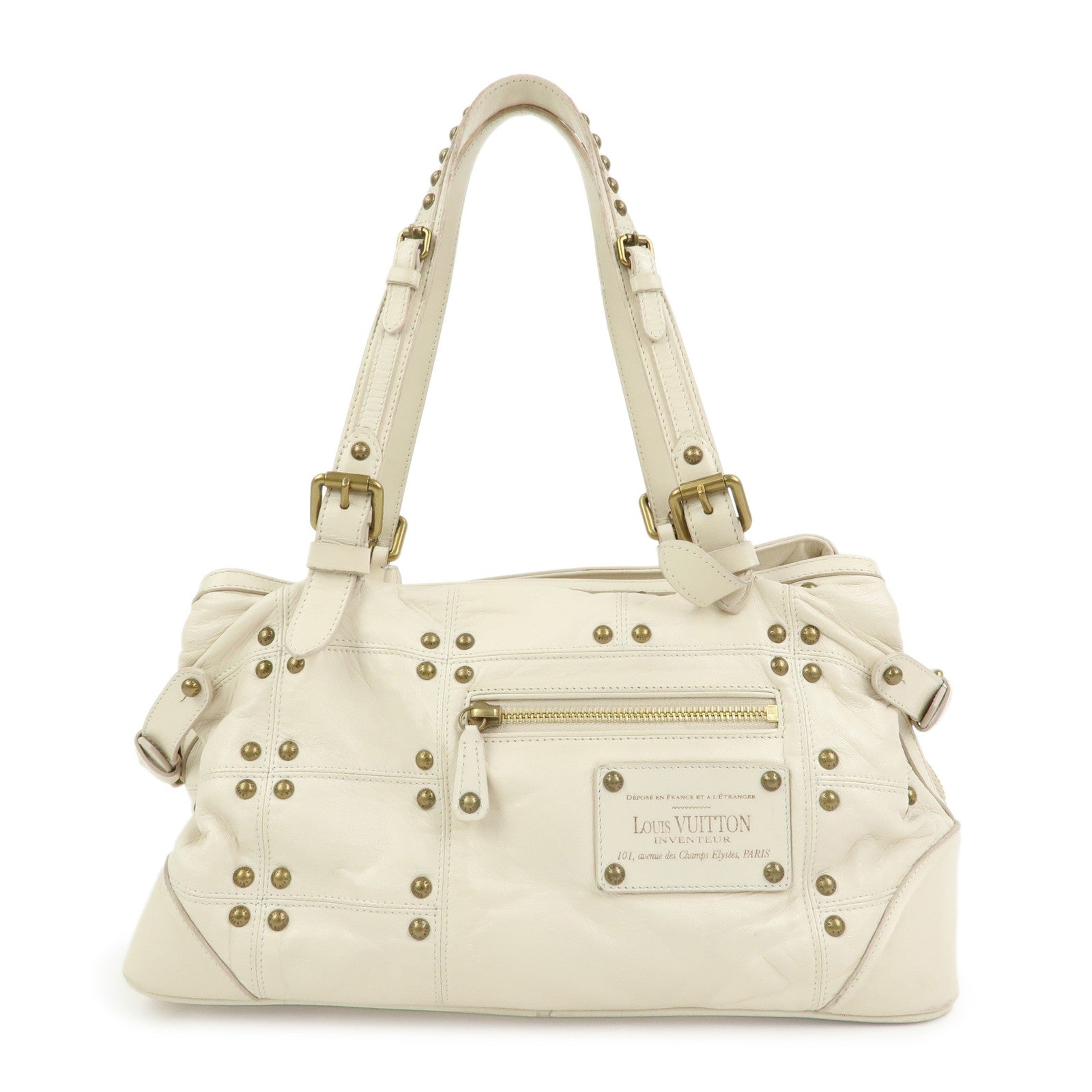 Louis Vuitton Cruise Line Rivet Bag Leather Hand Bag Ecru M95345