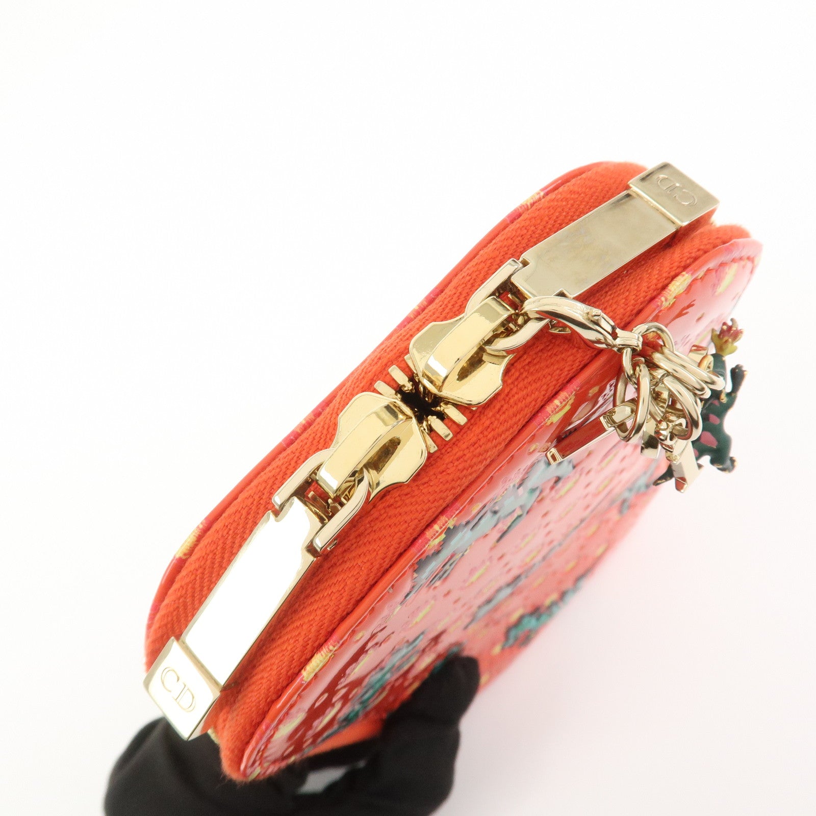 Christian Dior Dinosaur Motif Patent Leather Hand Bag Shoulder Bag