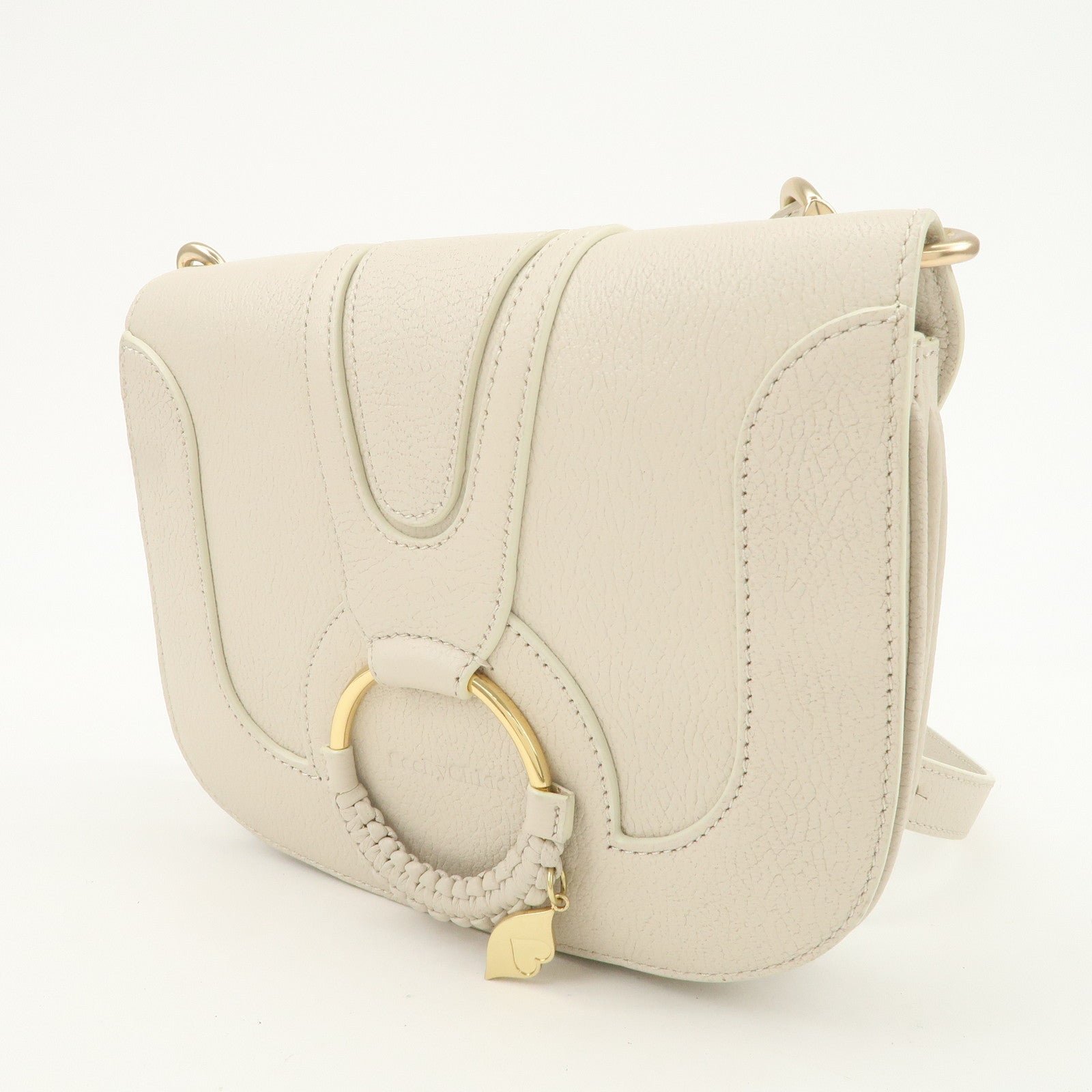 Chole See by Chloé Hana Leather Shoulder Bag Ivory Gold