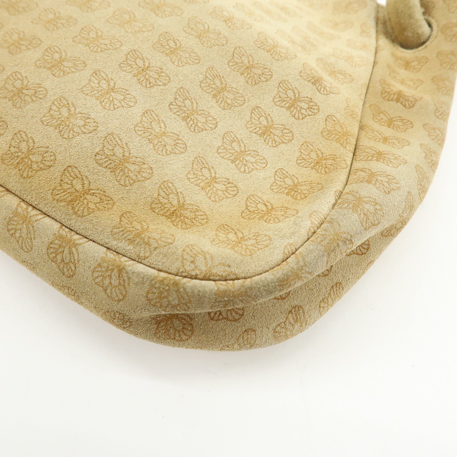 BOTTEGA VENETA Suede Butterfly Shoulder Bag Hand Bag Beige