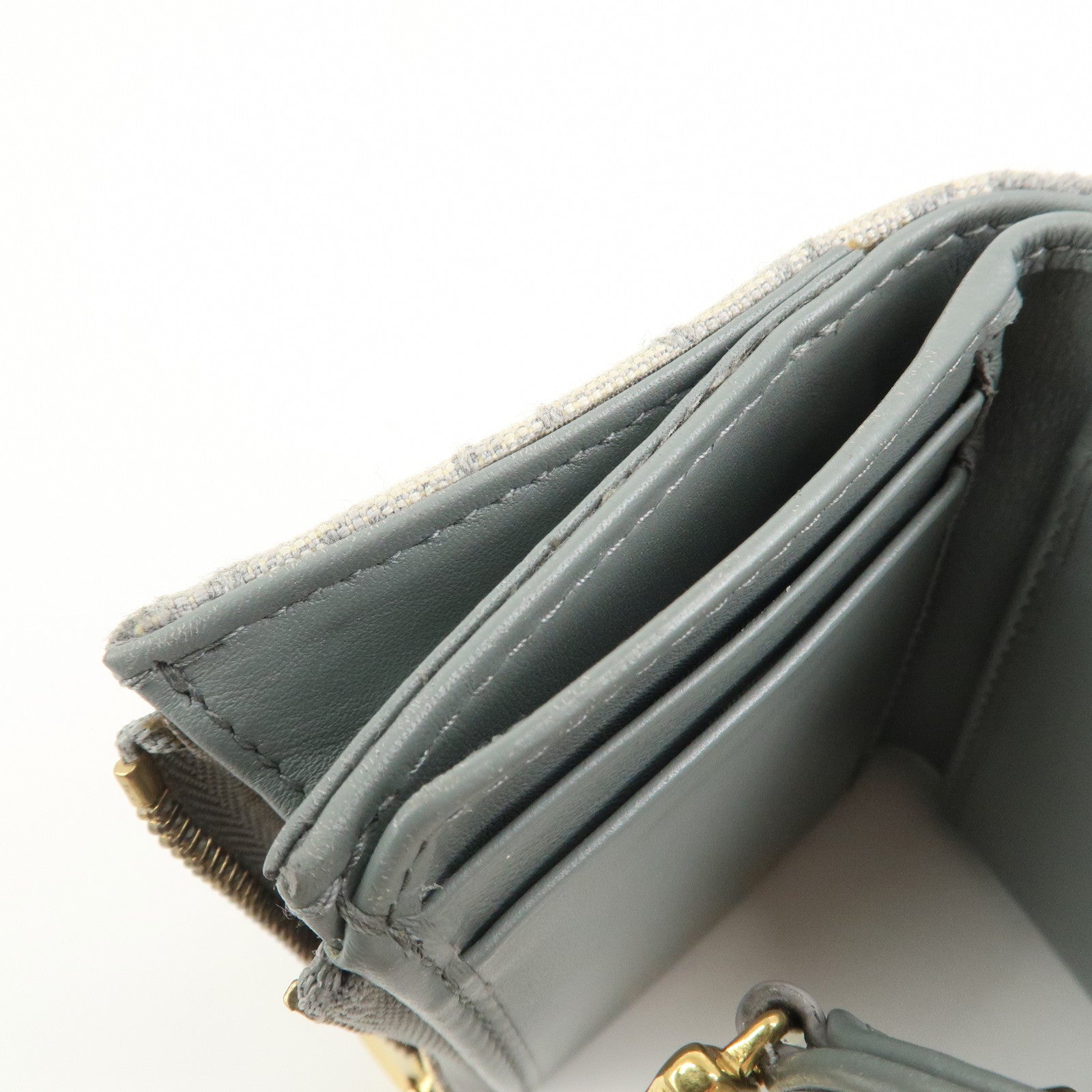 Christian Dior Trotter Saddle Tri-fold Compact Wallet Gray