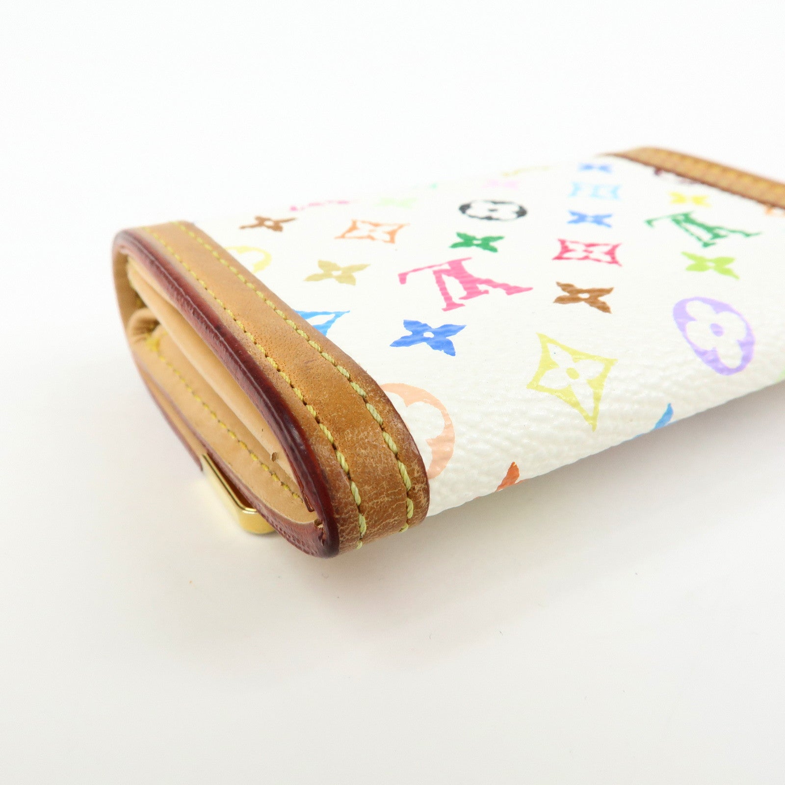 Louis Vuitton Multicolor Porte Monnaie Plat Coin Case Blanc M92657