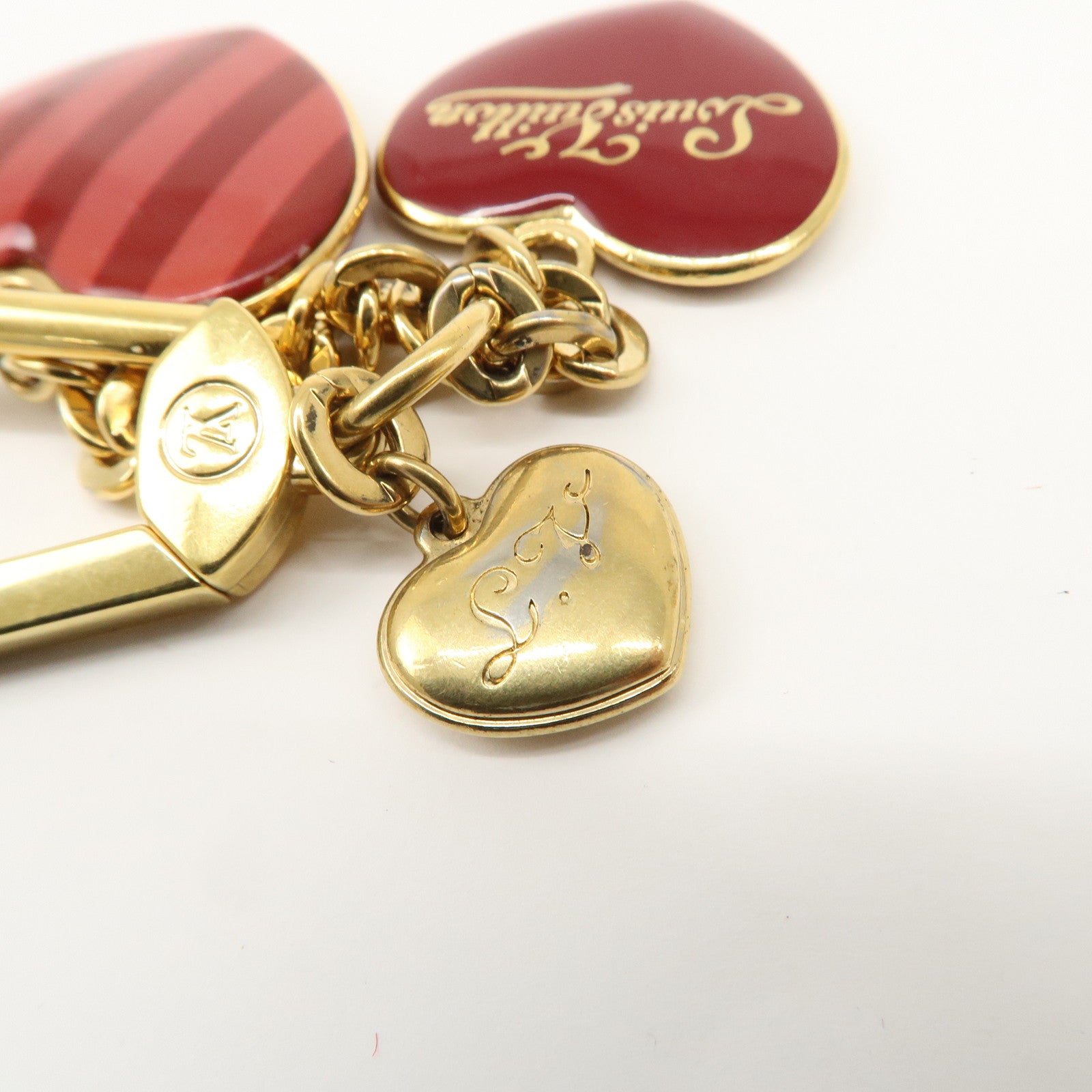 Louis Vuitton Porte Cles Coeur Rayures Bag Charm Red M66476 Used