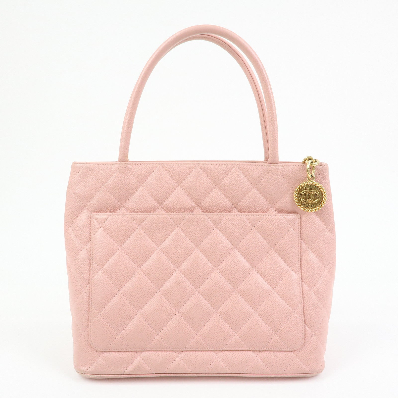 CHANEL COCO Mark Matelasse Caviarskin Medallion Tote Bag A01804