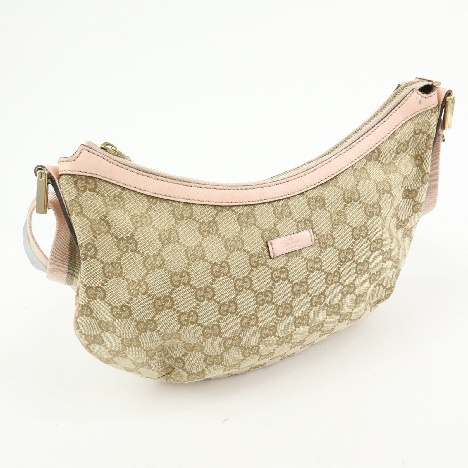 GUCCI Sherry GG Canvas Leather Shoulder Crossbody Bag Beige 181092