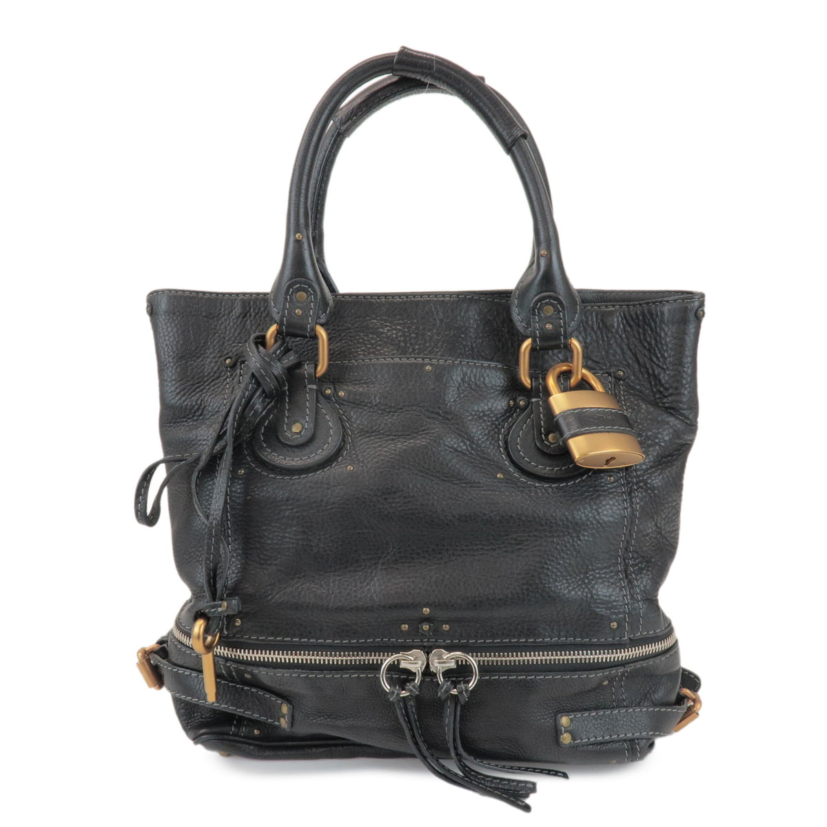Chloe Paddington Leather Tote Bag Hand Bag Black